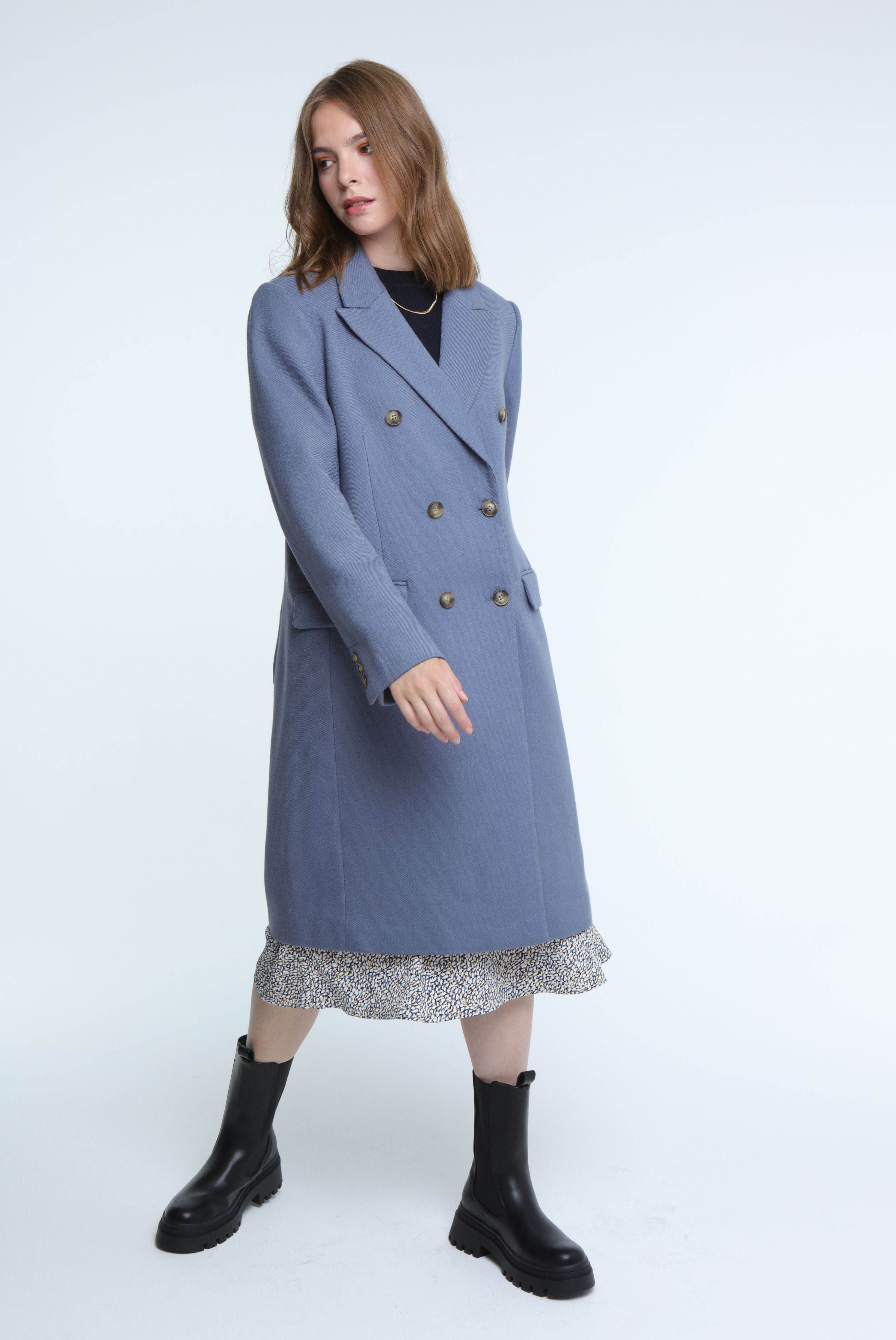 ELLE coat long in fume main image 1