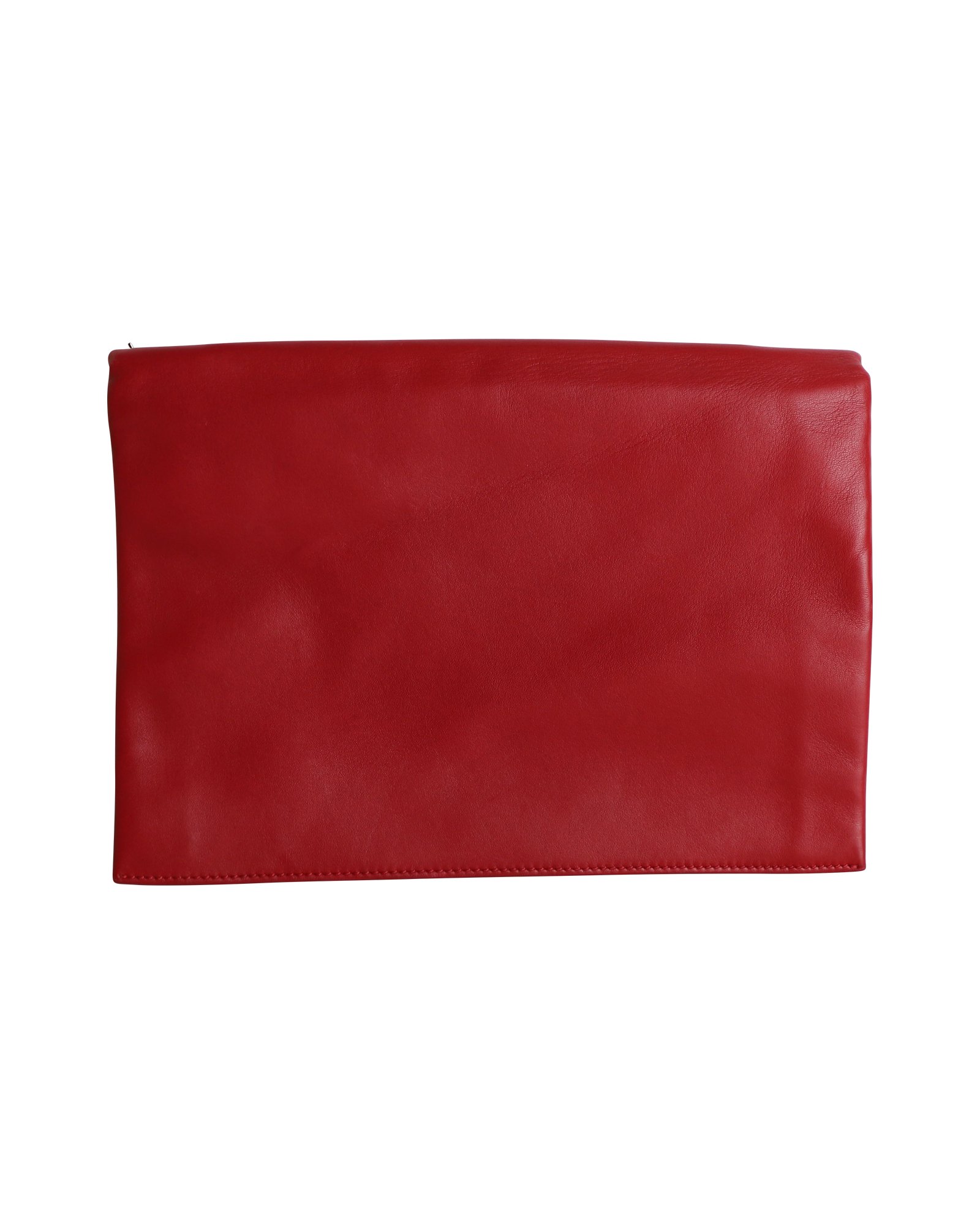 Celine Soft Trio Rolled Clutch in Red Leather