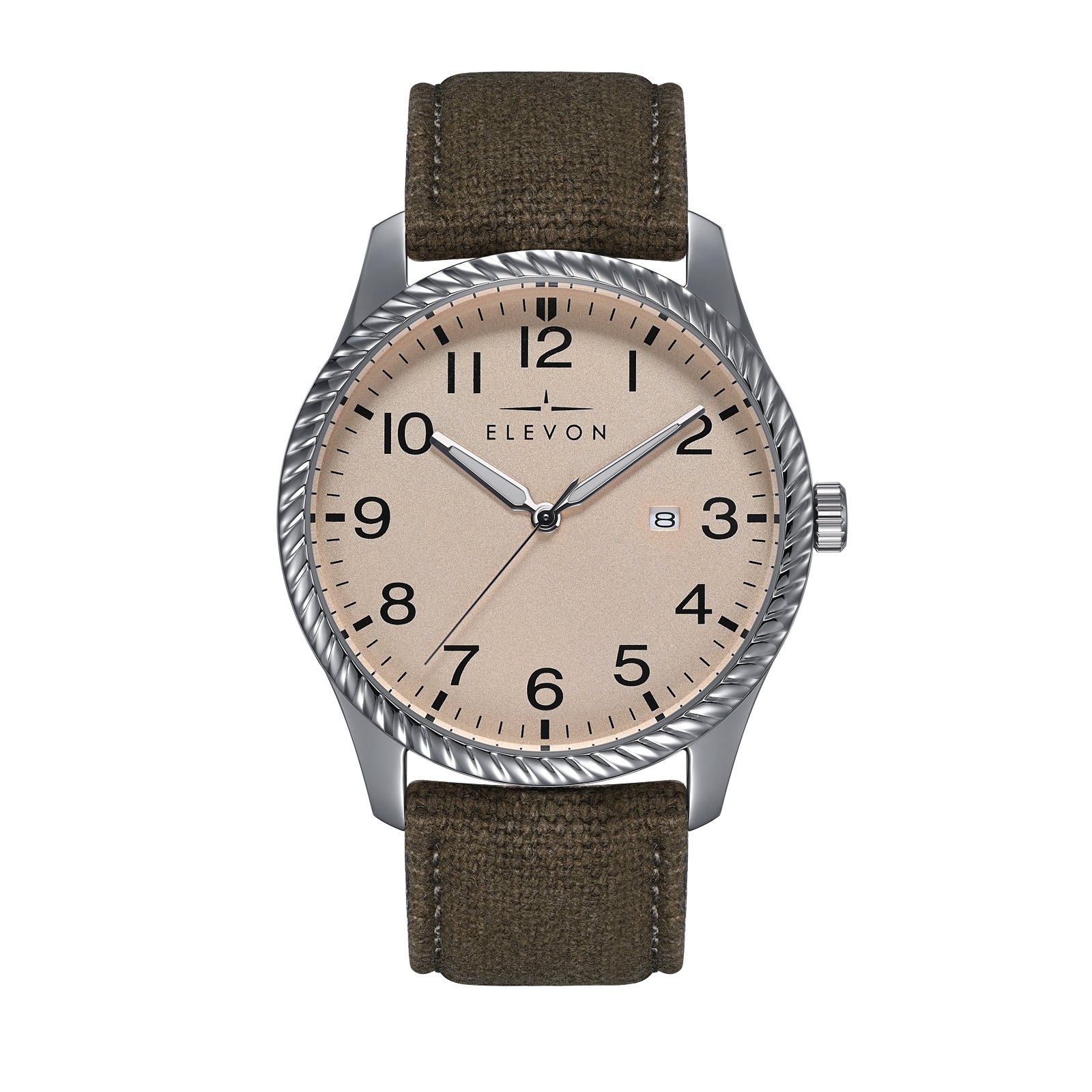 Montre Elevon Crosswind avec bracelet en cuir recouvert de toile et date