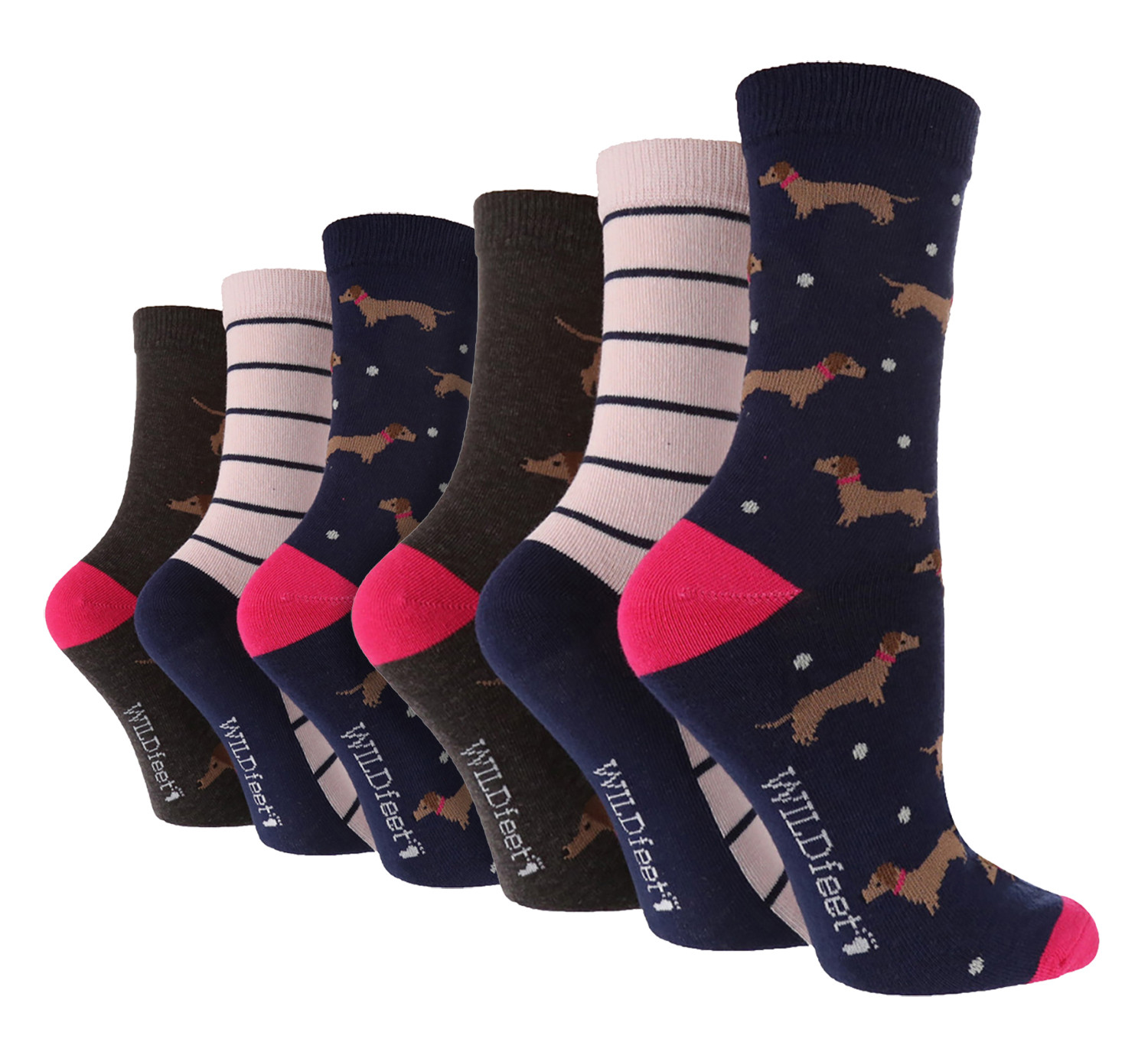 WILDFEET Calzini Donna In Bambù (6 Paia) – Morbidi, Ecologici E Antiodore – Fantasia Piedi E Colori Vari