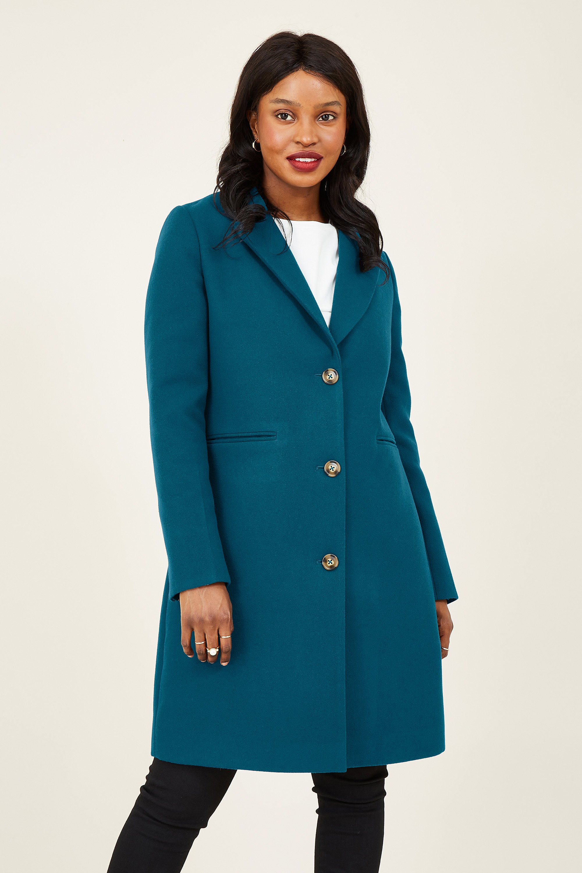 Yumi Teal Crombie Coat With Heart Lining
