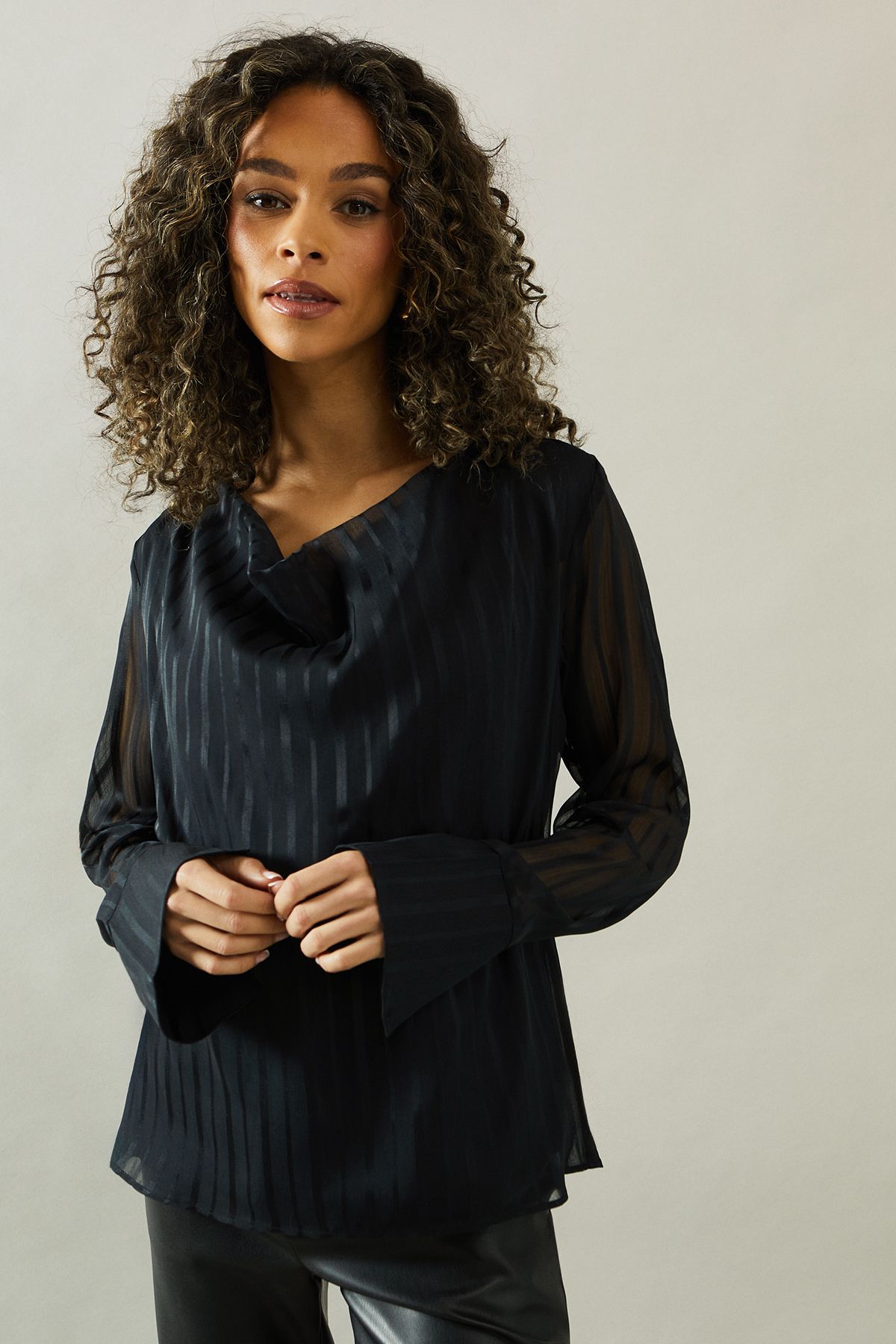 Cowl Neck Asymmetrical Strap Blouse