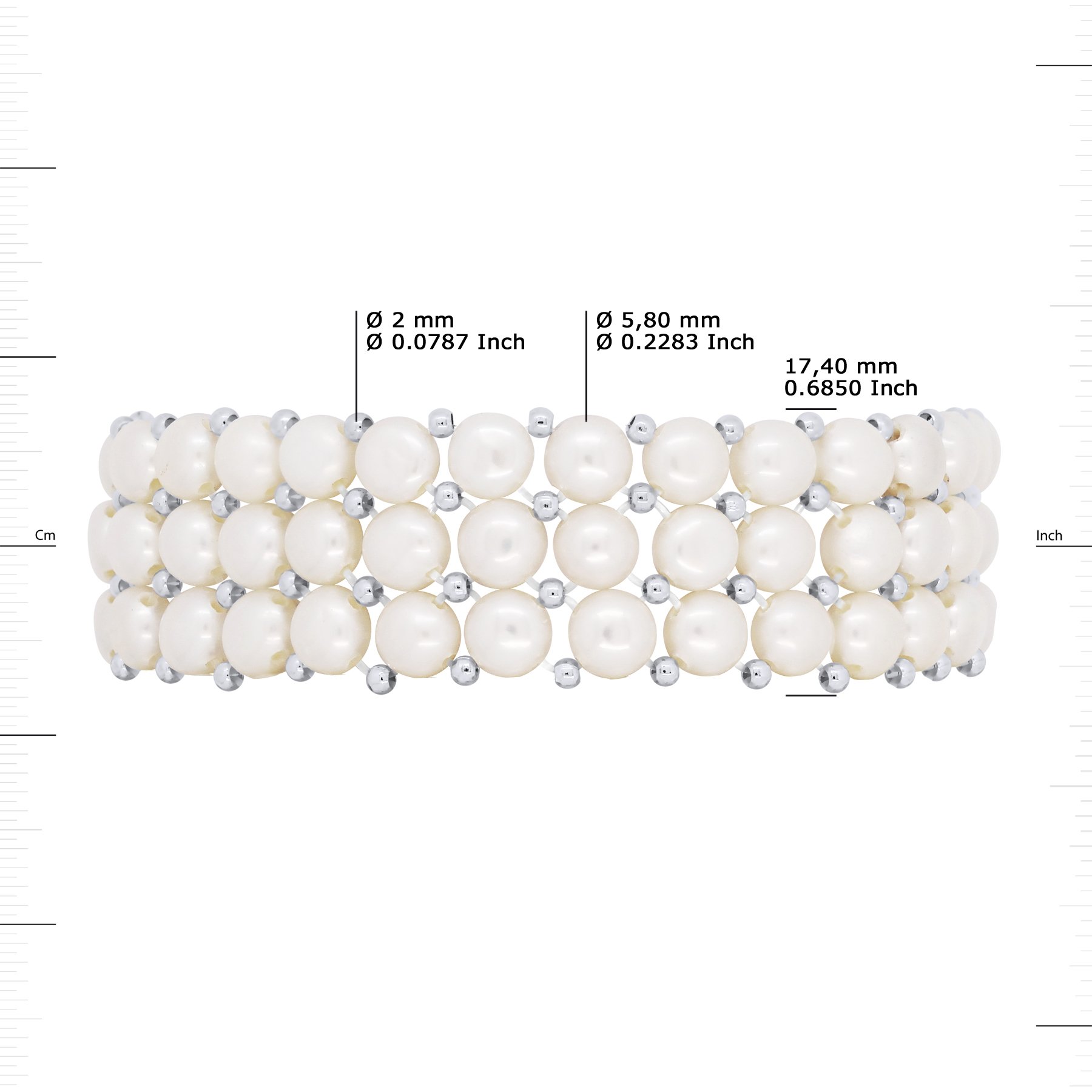 DIADEMA - Bracelet - Real Freshwater Pearls - White