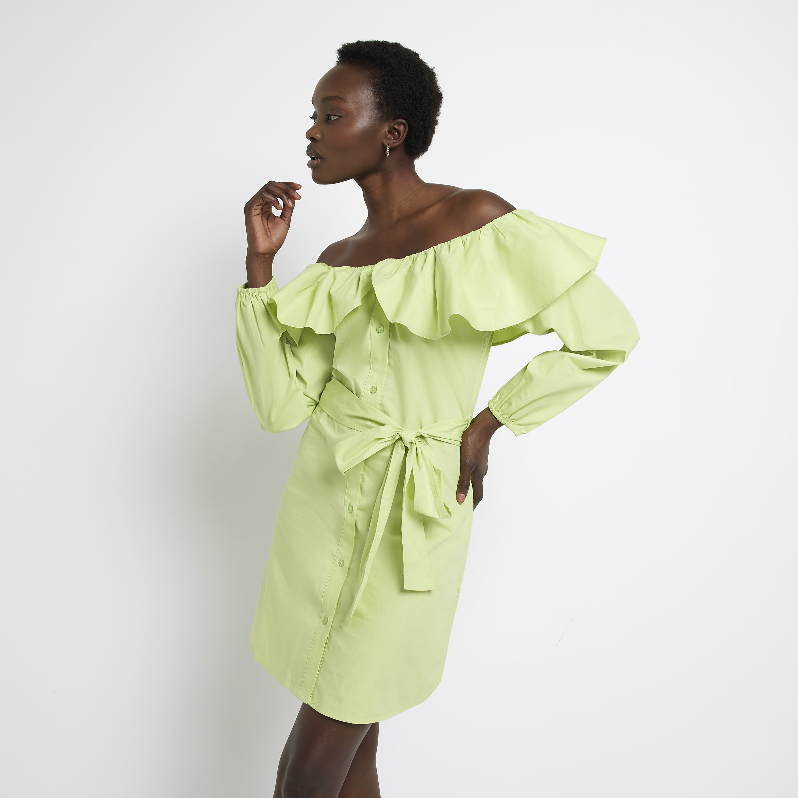 Lime green new arrivals ruffle dress