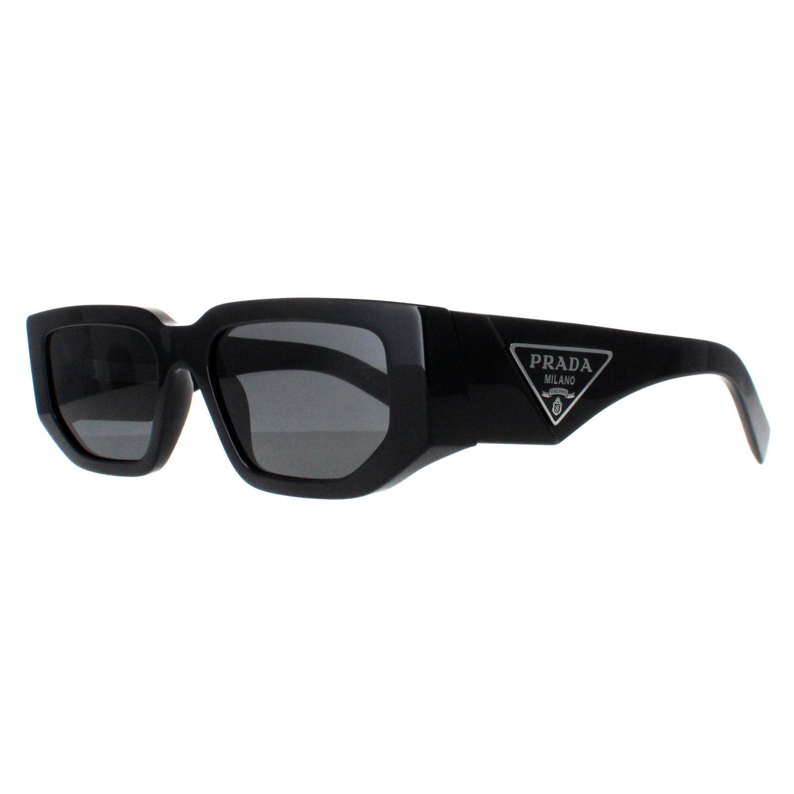 Prada Rectangle Unisex Black Dark Grey PR09ZS