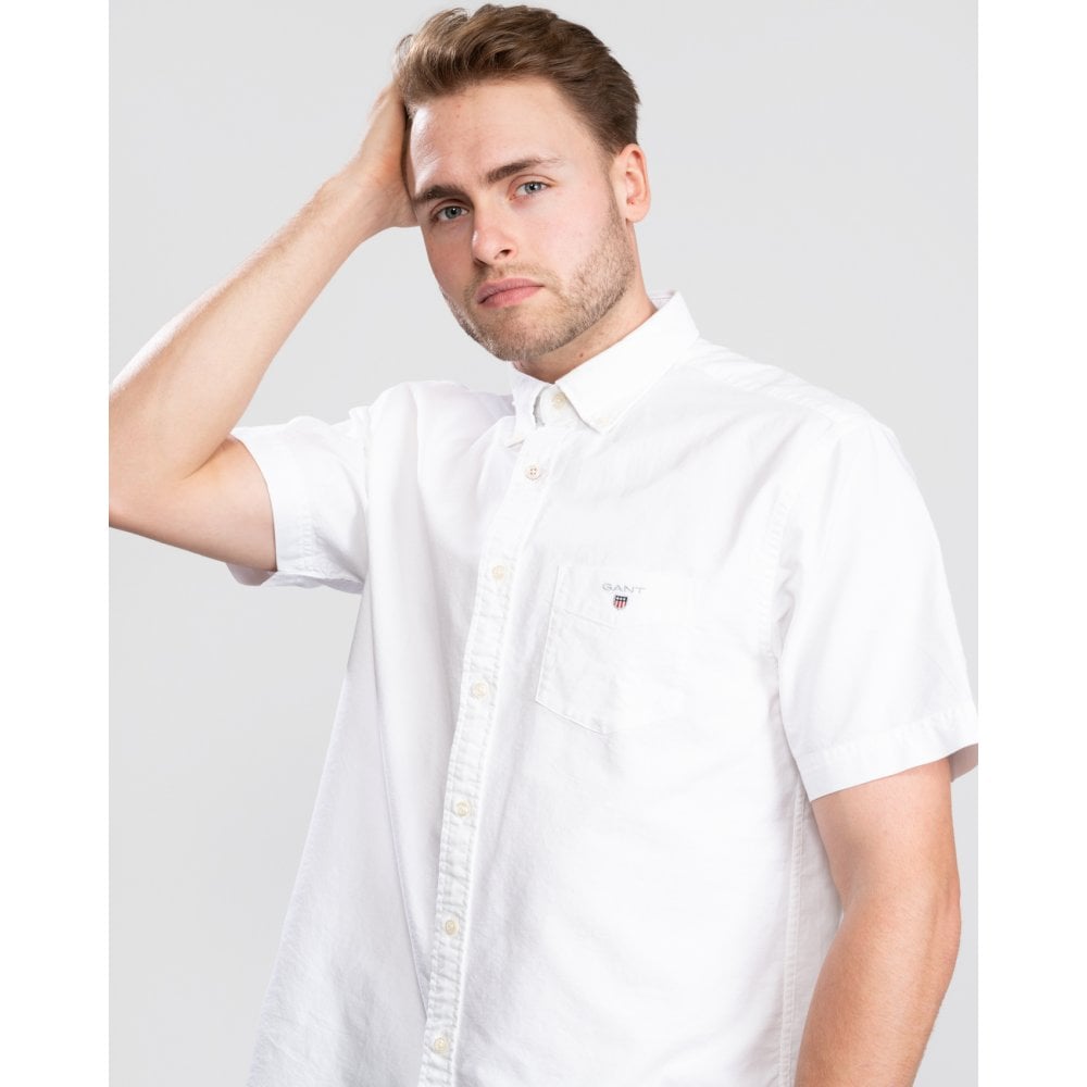 Men's Gant Oxford Short Sleeve Shirt in White