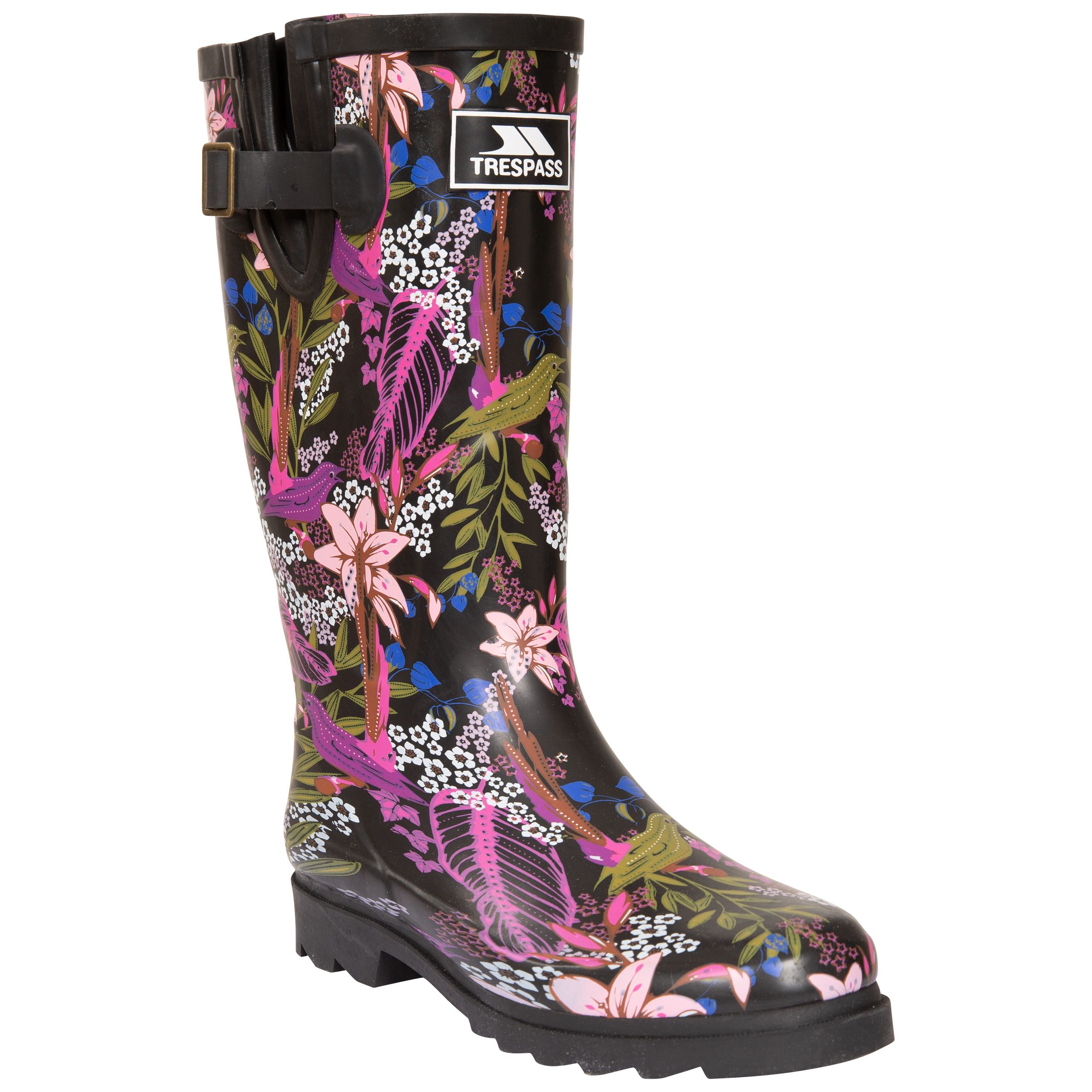 Trespass Womens/Ladies Elena Floral Gummistiefel (Black/Green Print)