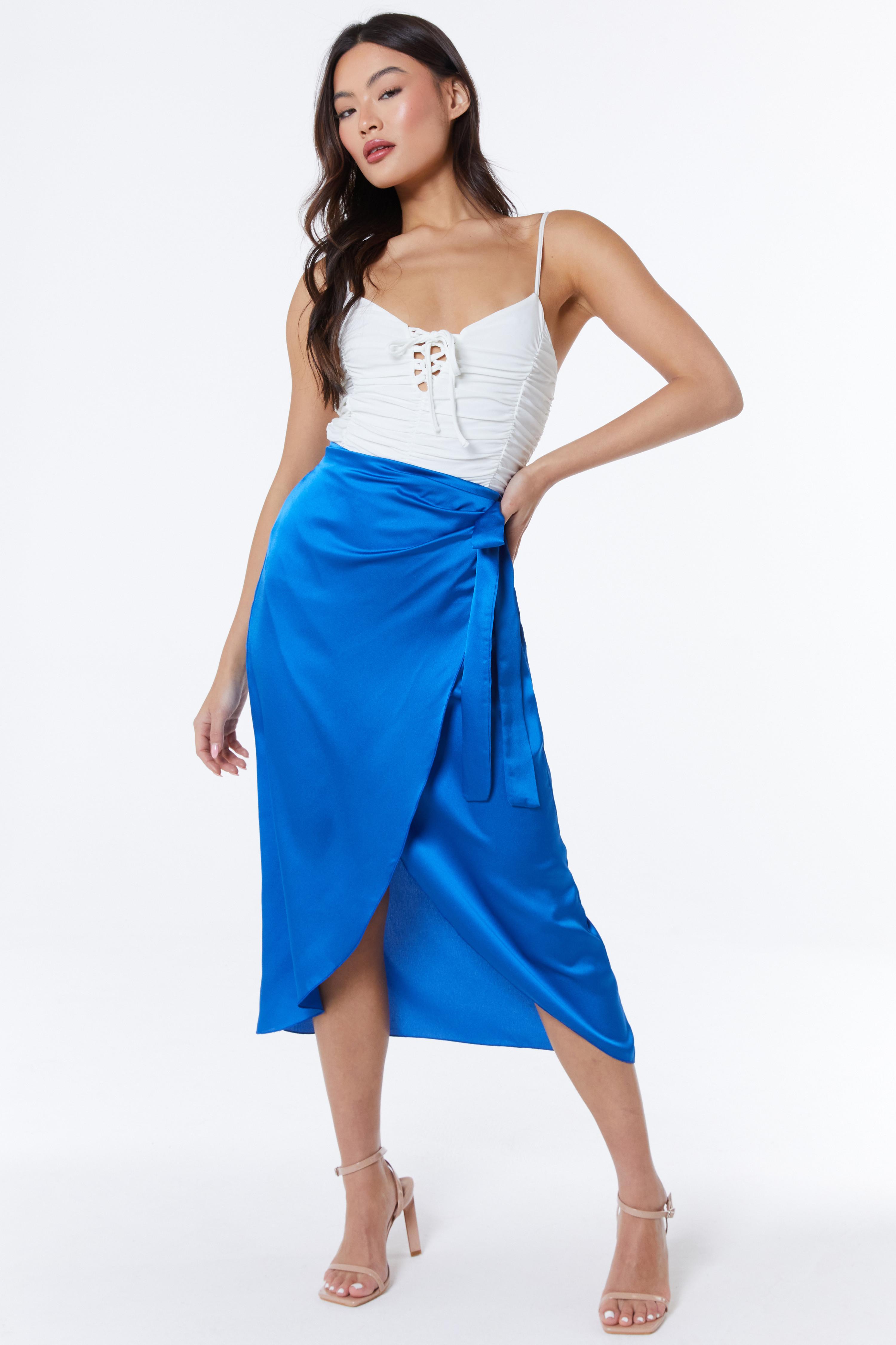 ROYAL BLUE SHORT WRAP AROUND SKIRT