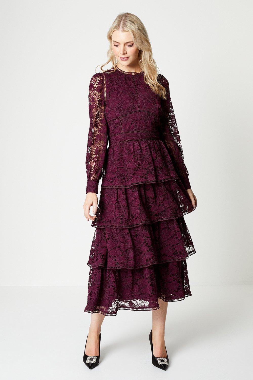 LACE UP DRESS WITH TIERED HEM NIGHTS WITH HER