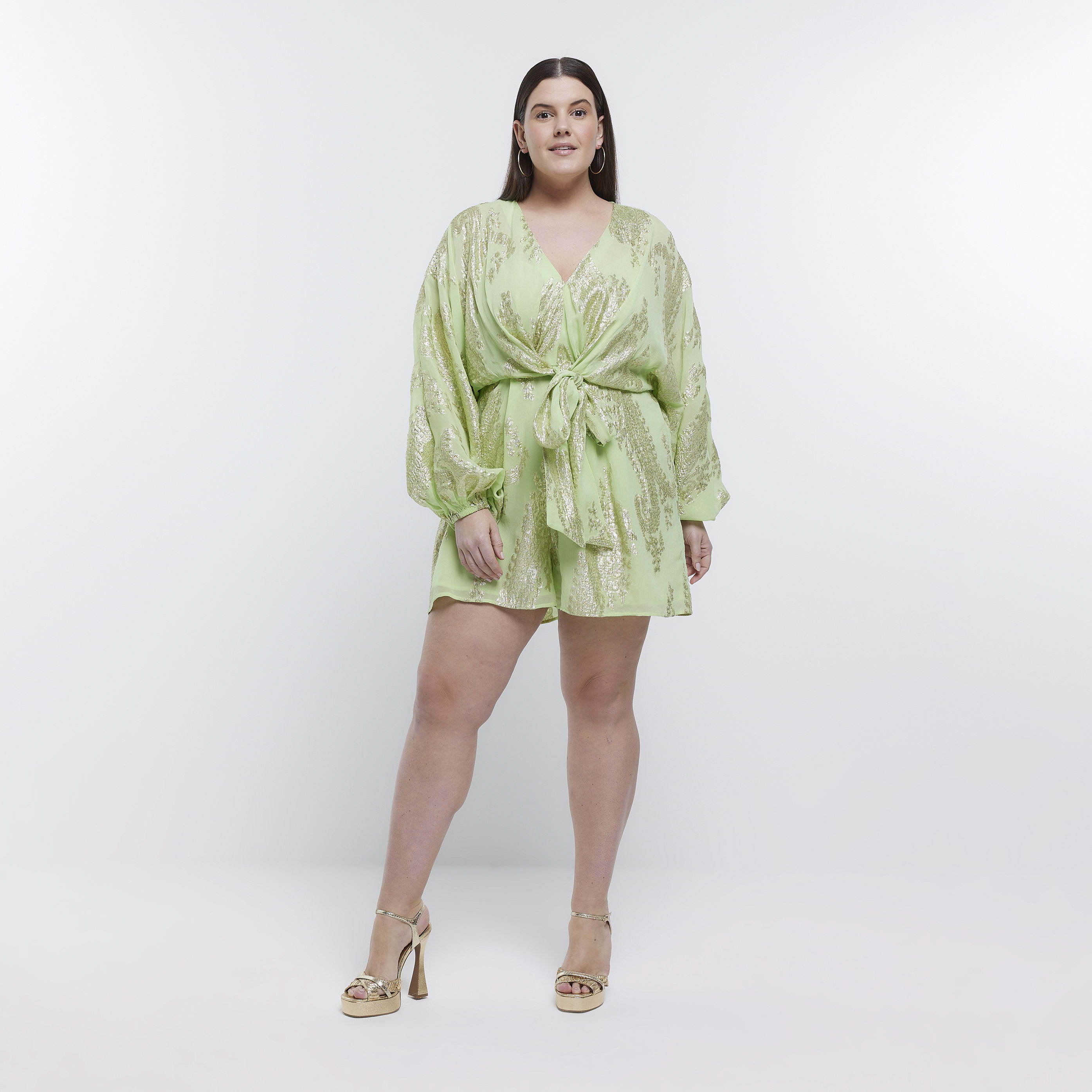 River island wrap playsuit in spot print store