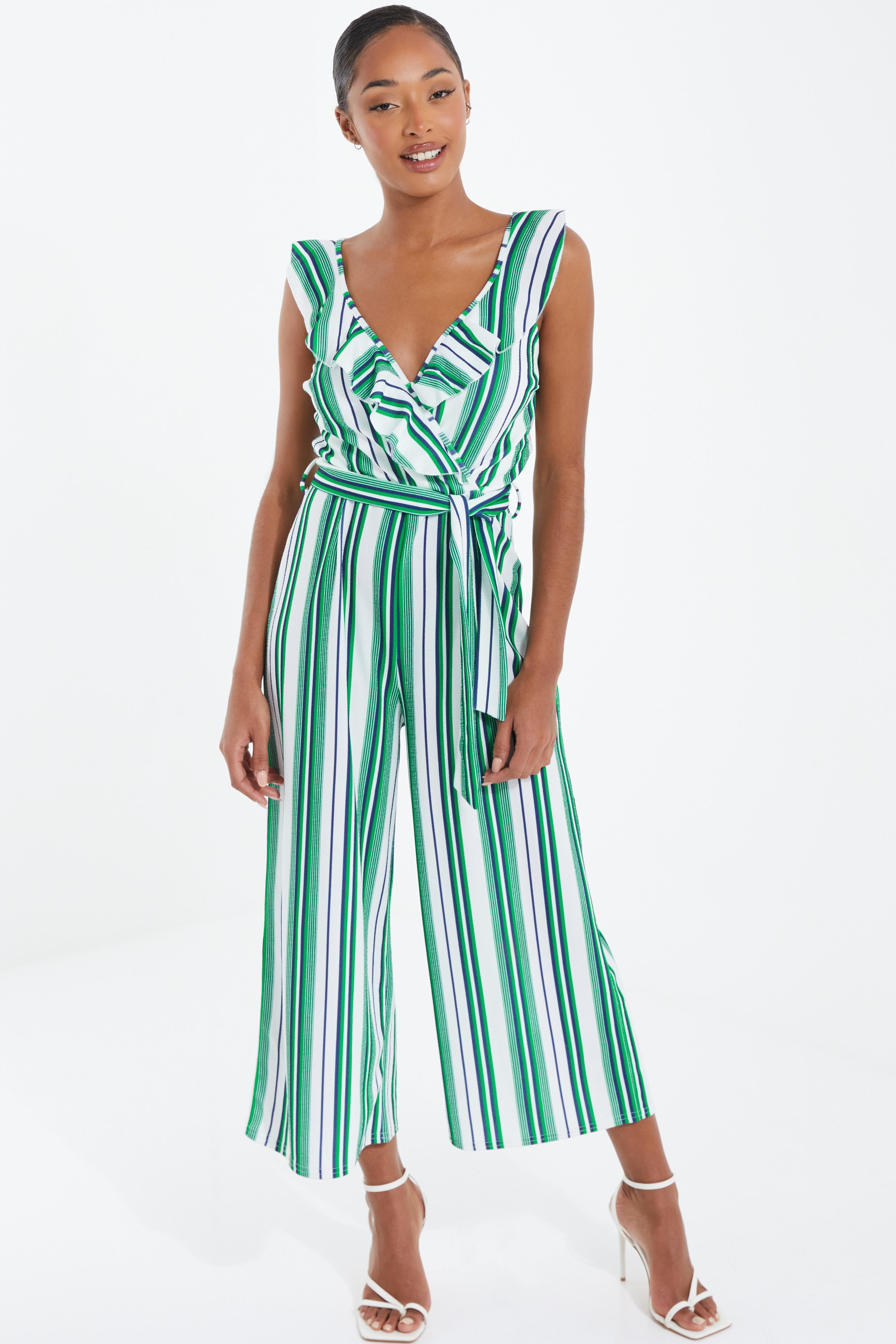 Green striped jumpsuit new arrivals