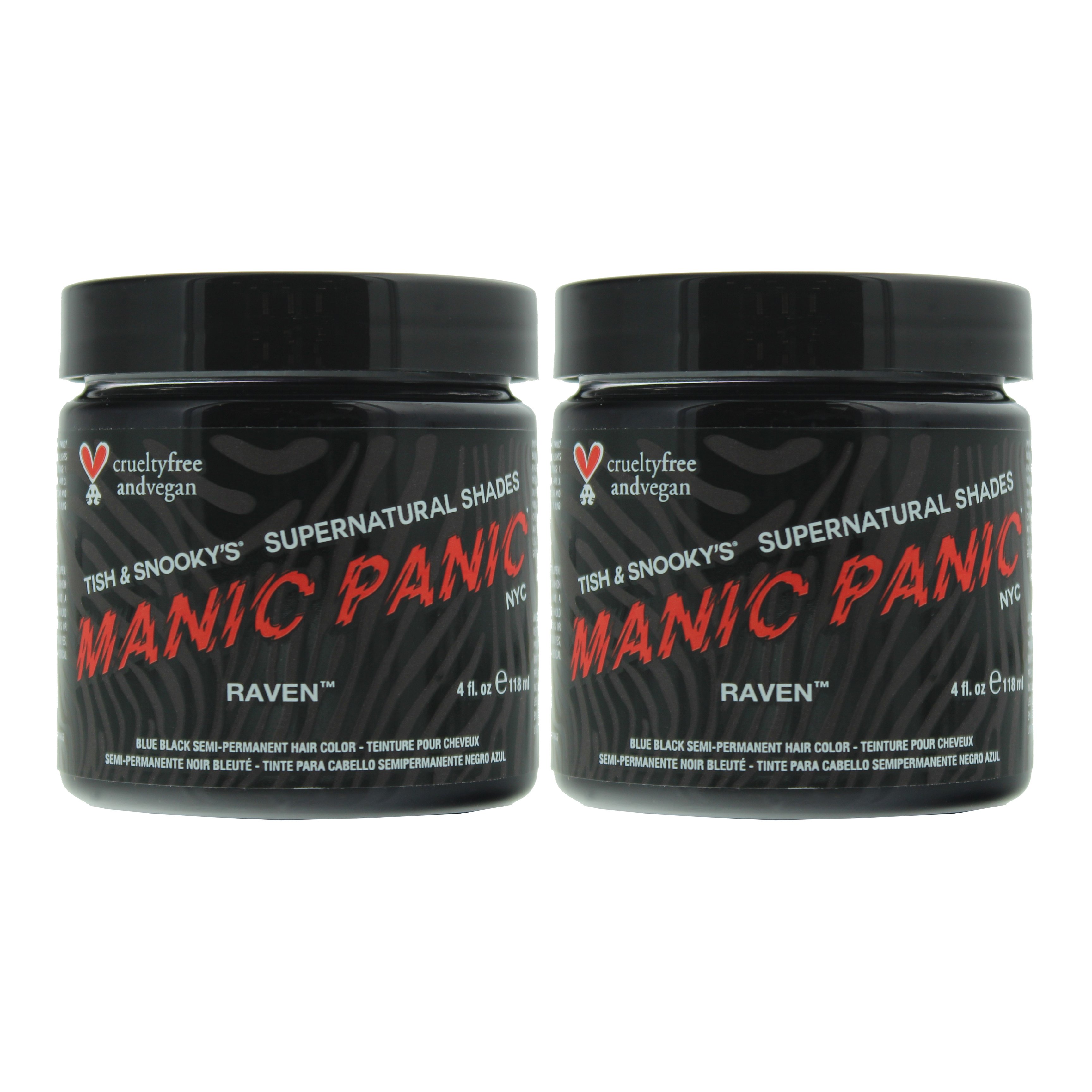 Manic Panic High Voltage Semi Permanent Hair Color Cream 118ml Raven X 2