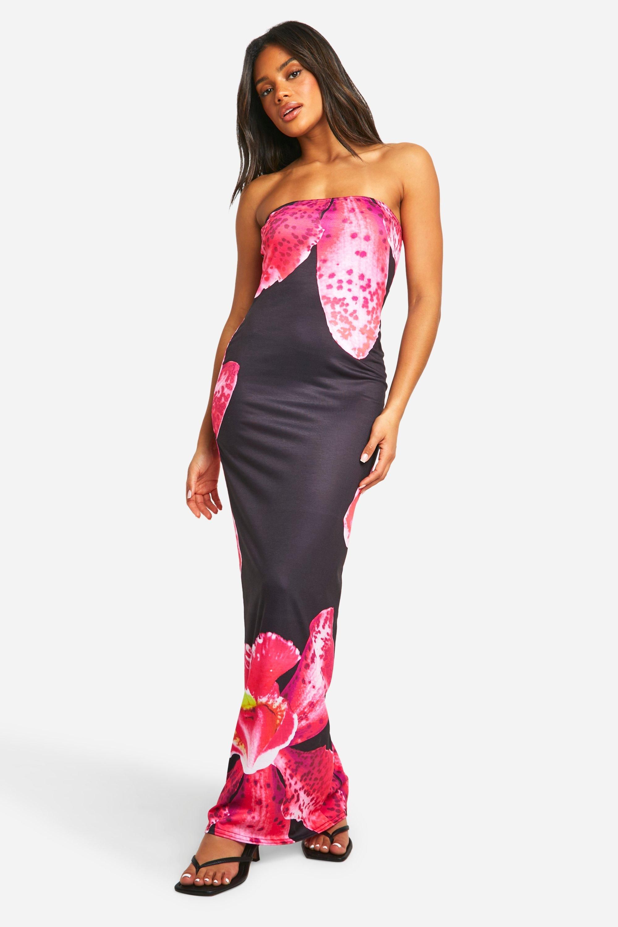 Floral Mesh Bandeau Dress main image 1