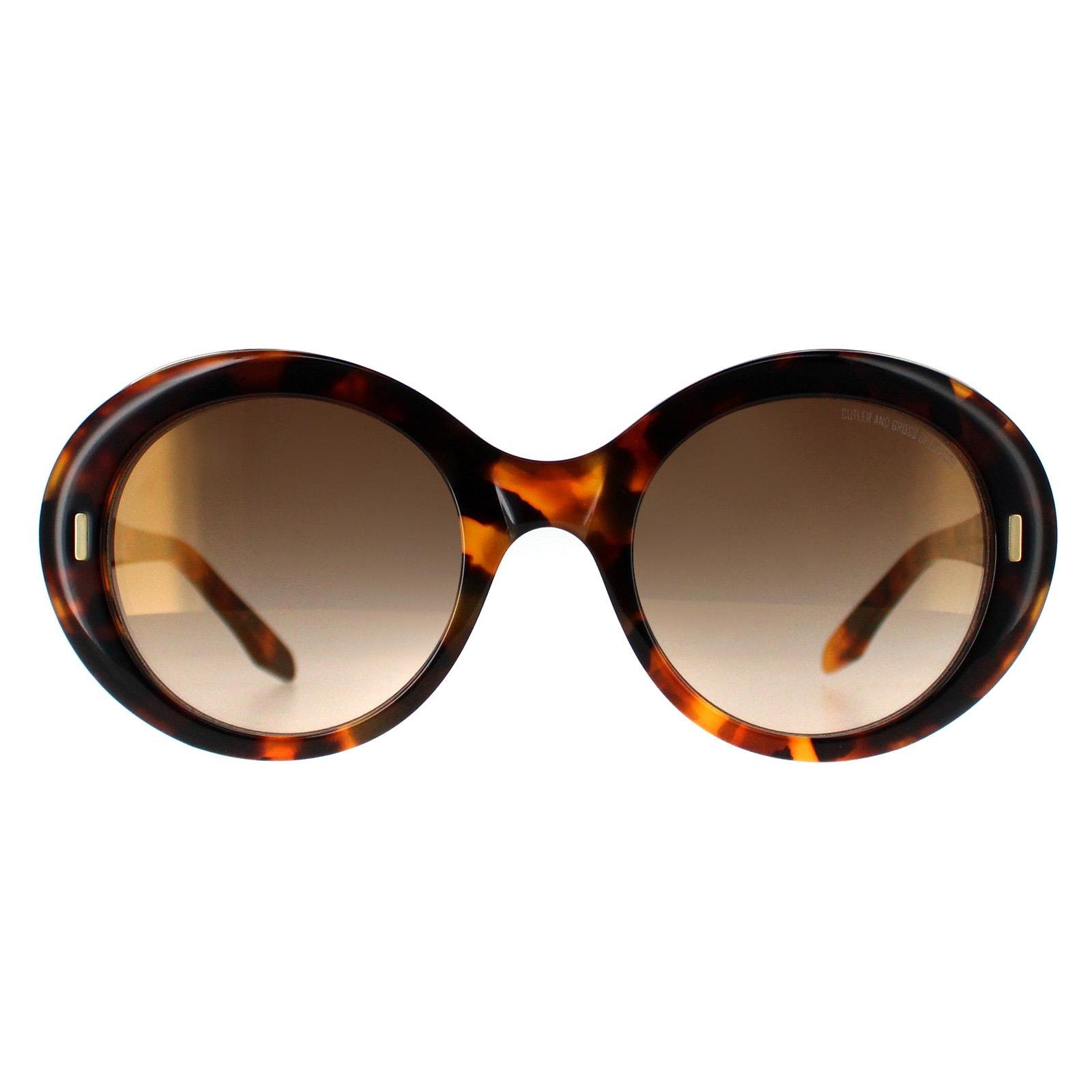 Cutler and Gross Oval Womens Yellow Tortoiseshell Brown 1327 display picture 1