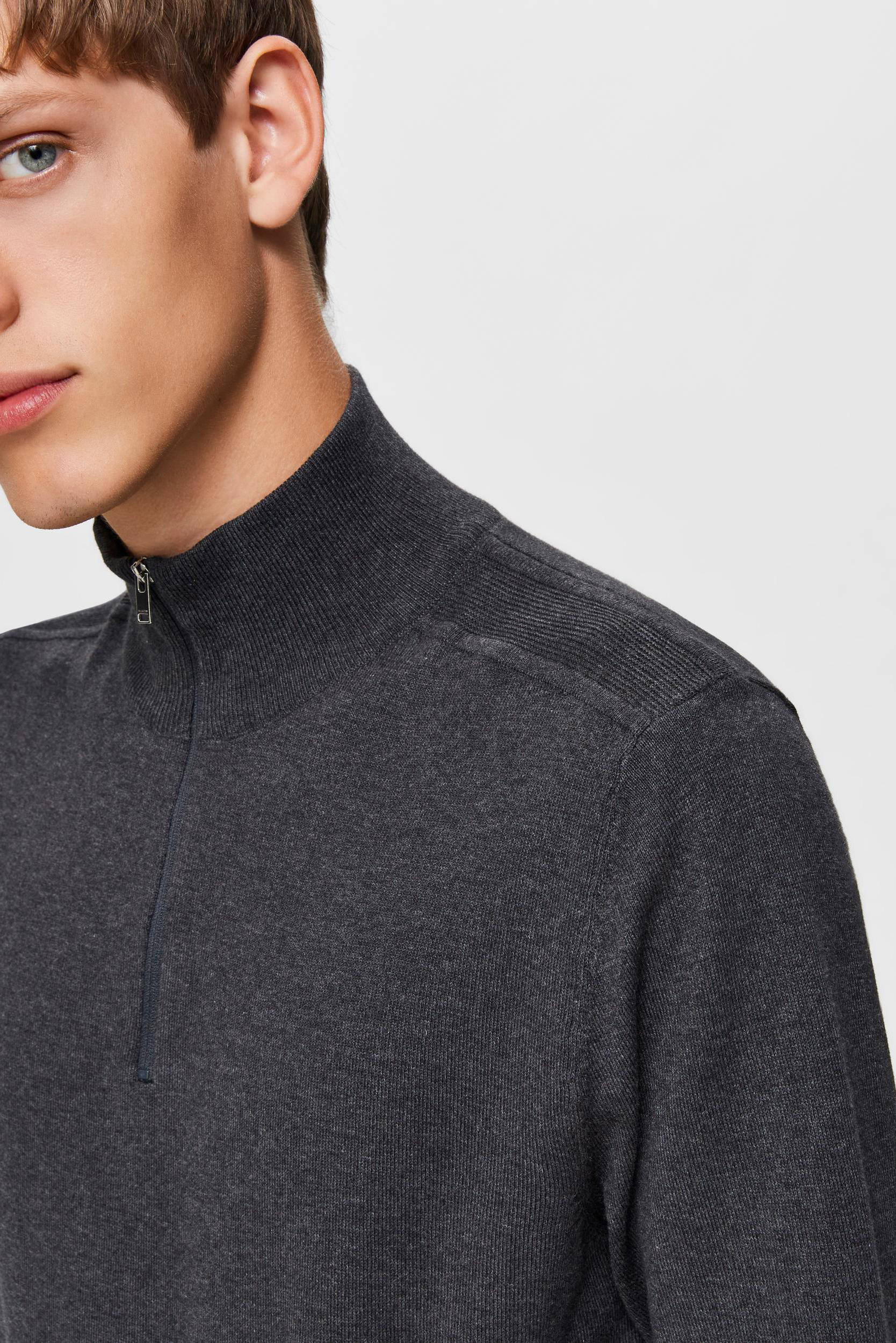 Selected Berg half zip cardigan antraciet