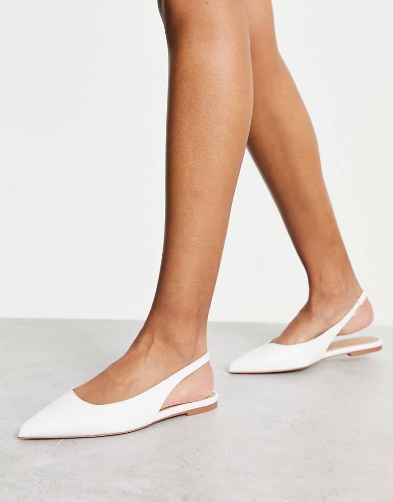 Asos design lips bow slingback ballet flats in ivory clearance