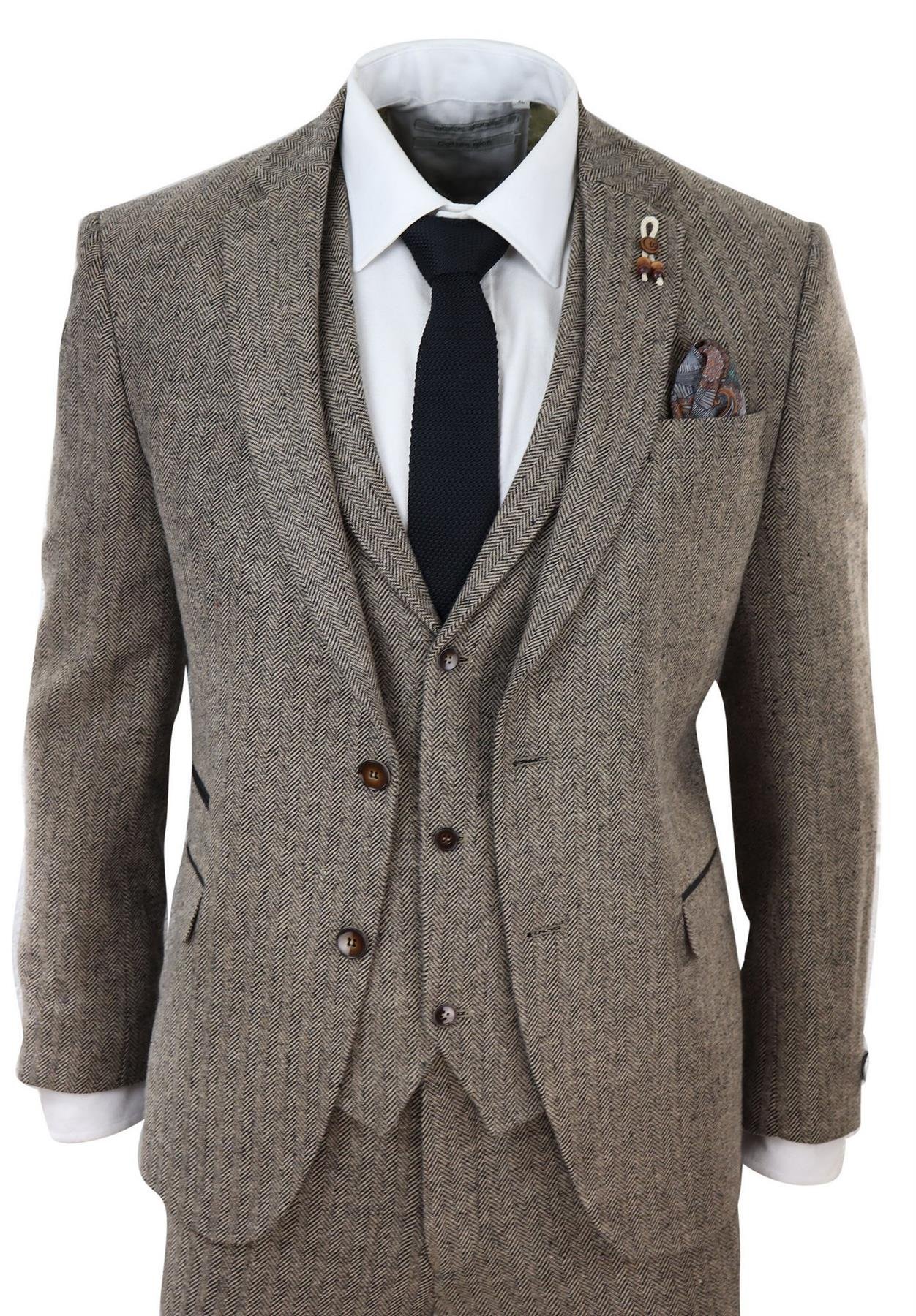 1920's Men's Clothing - Tweed Suit - Herringbone 1920s Mens Suit  - Vintage Brown Suit