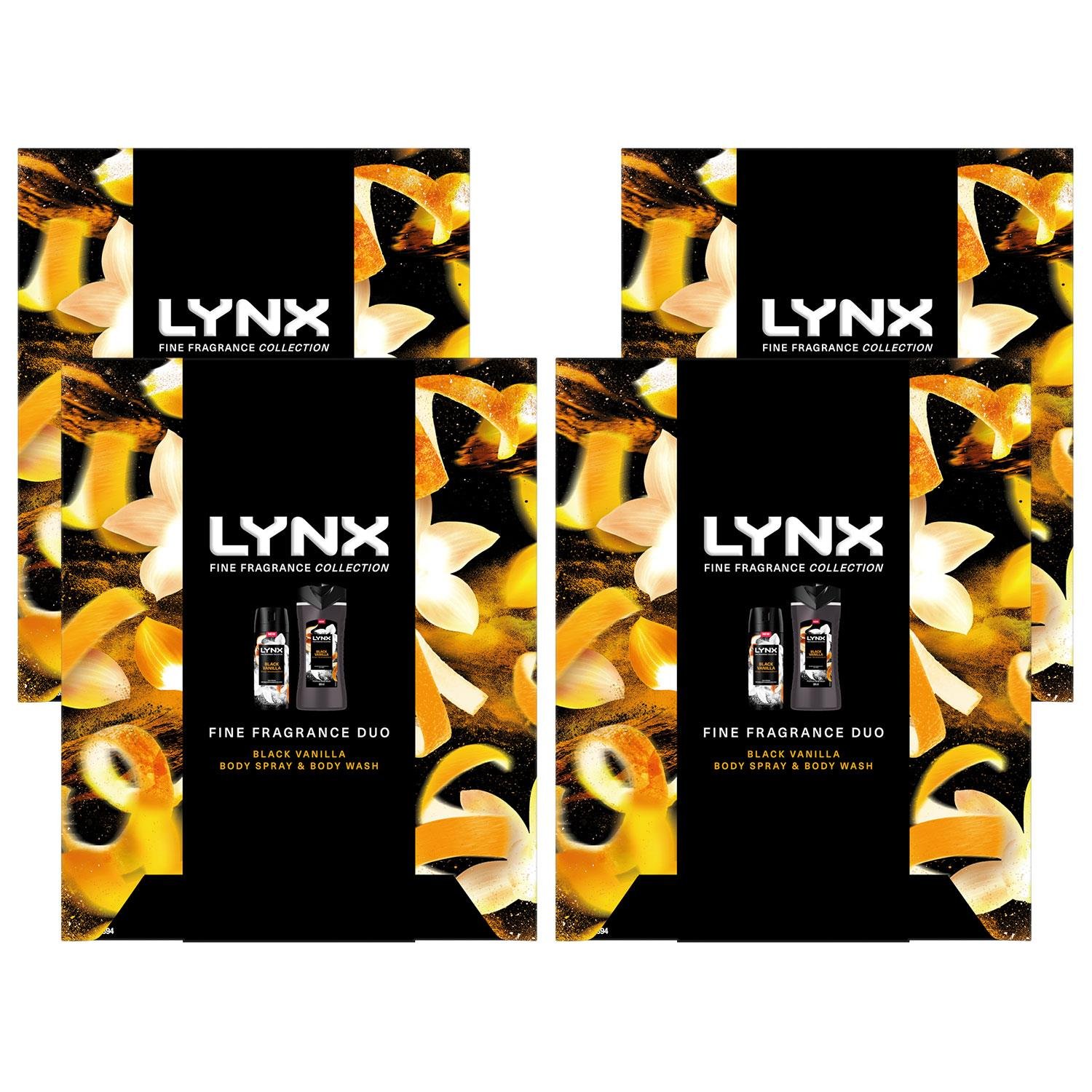 Linx Box Set Lynx Fine Fragrance Duo Black Vanilla Gift Set for Him, 4pk