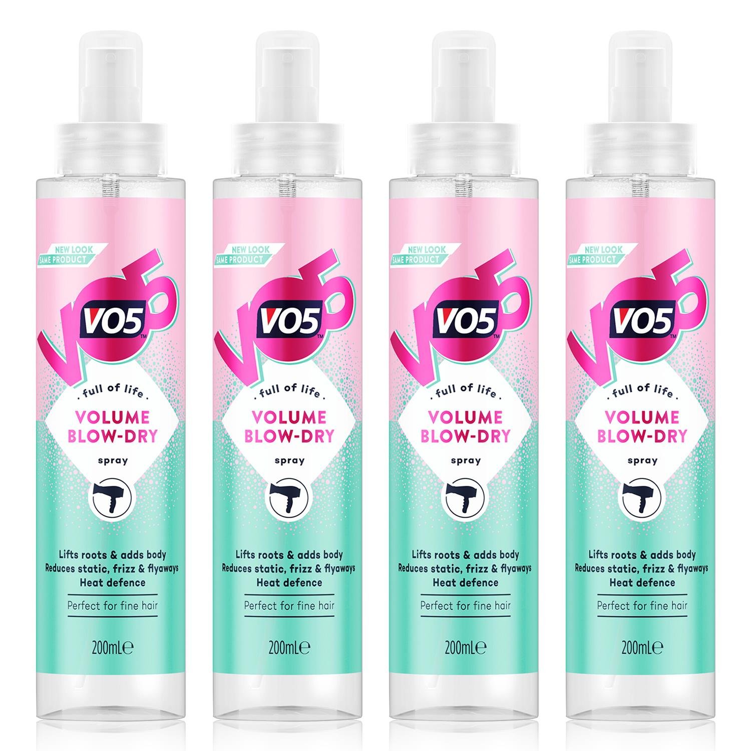 VO5 Full of Life Volume Blow Dry Spray For Perfect Fine Hair 4x 200ml