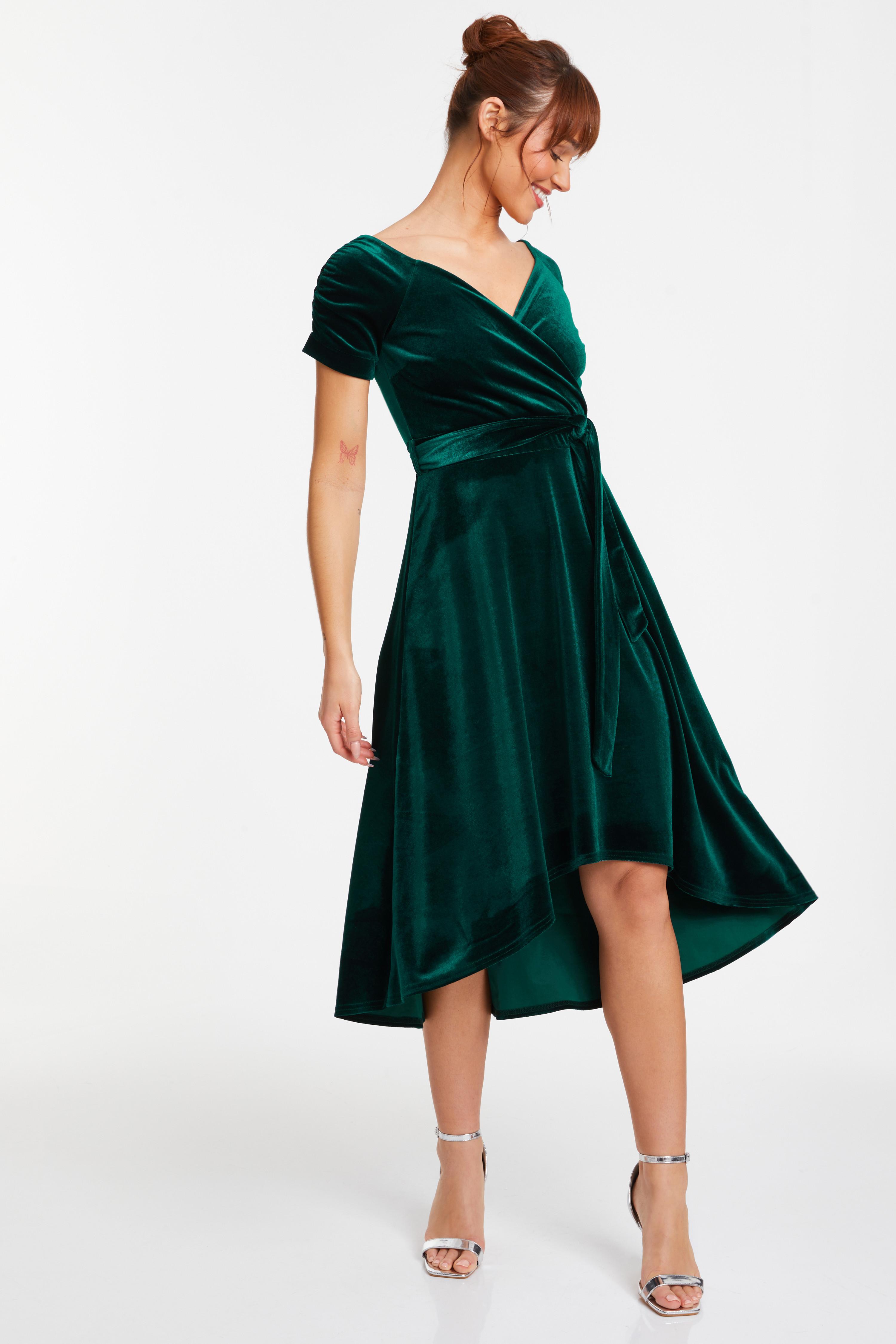 Compliment | Brown Velvet Bardot Midi Dress