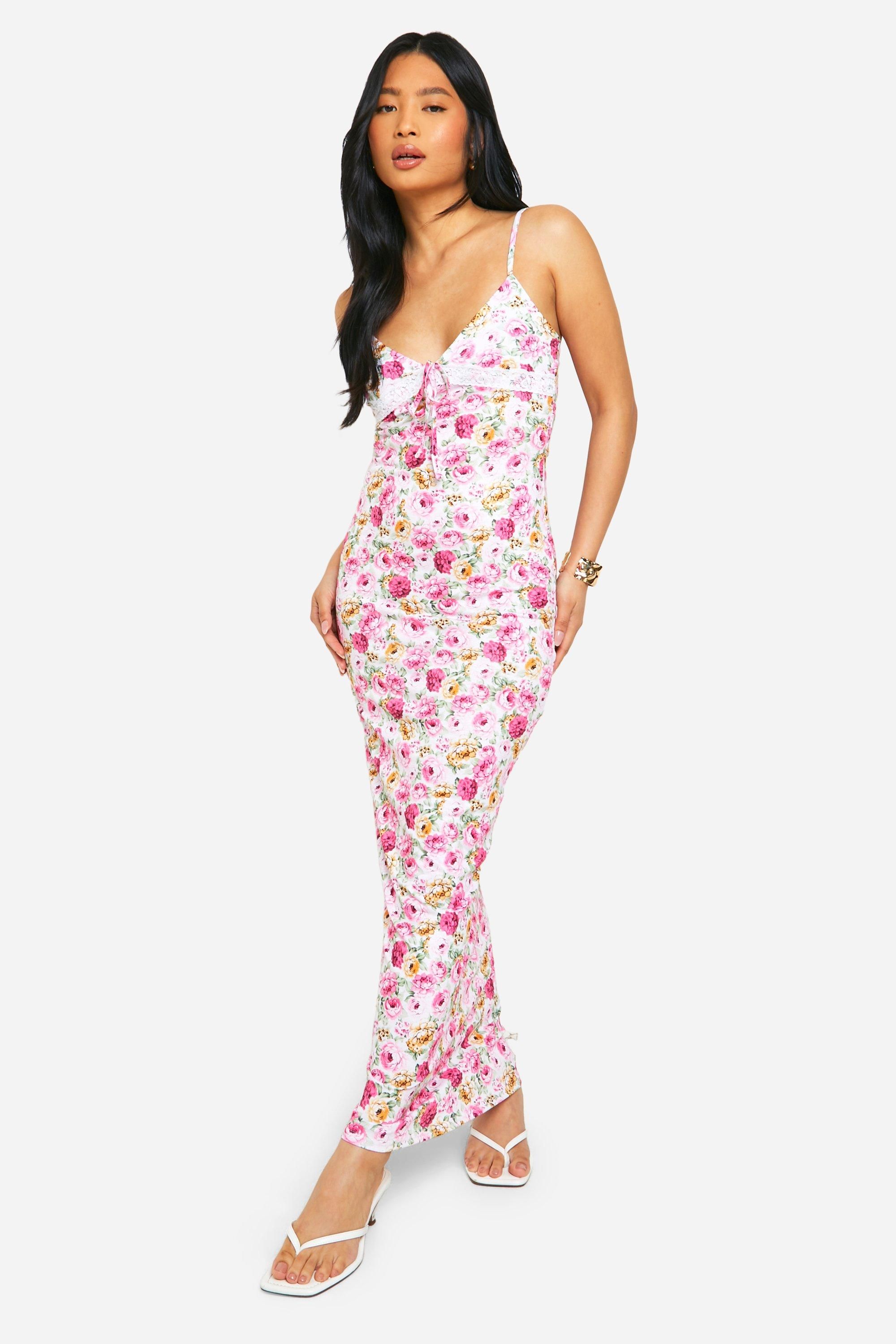LONG DRESS WITH TIE FRONT LEOS BOUQUET
