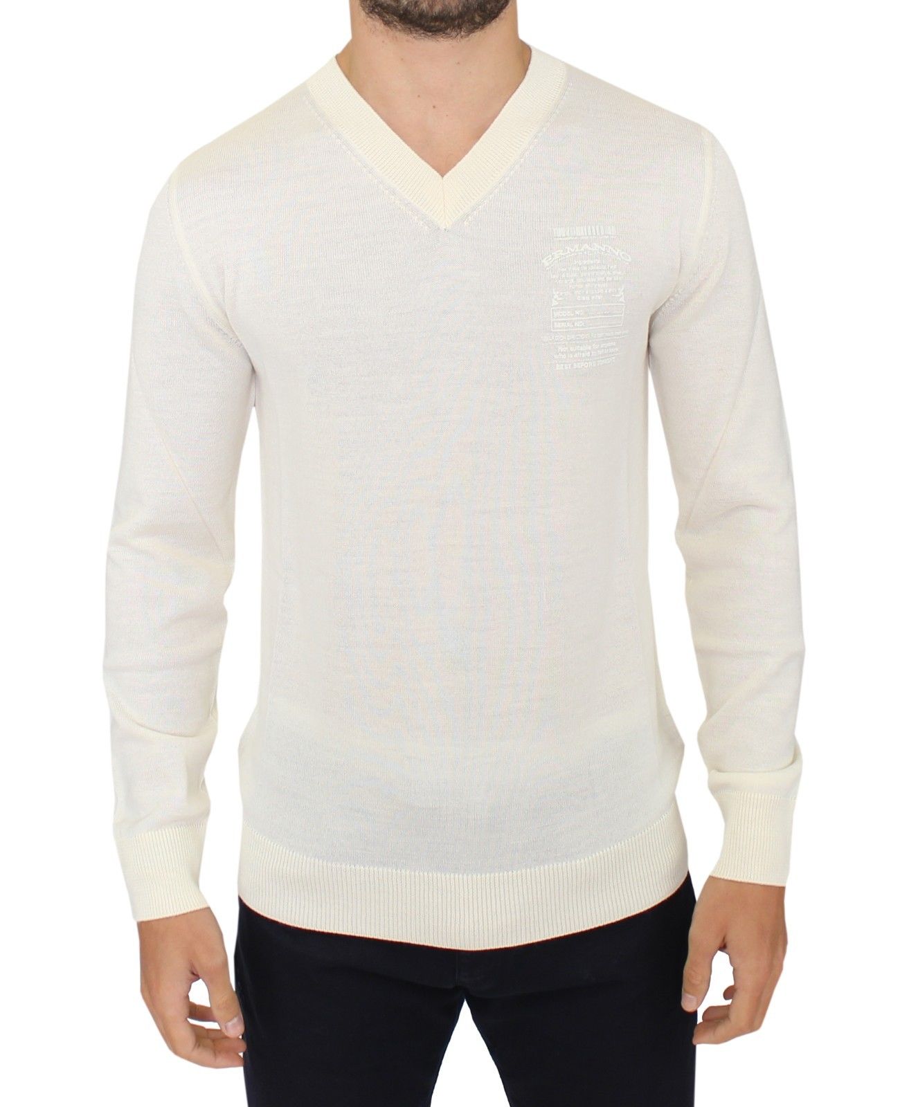 Mens off white v neck sweater discount