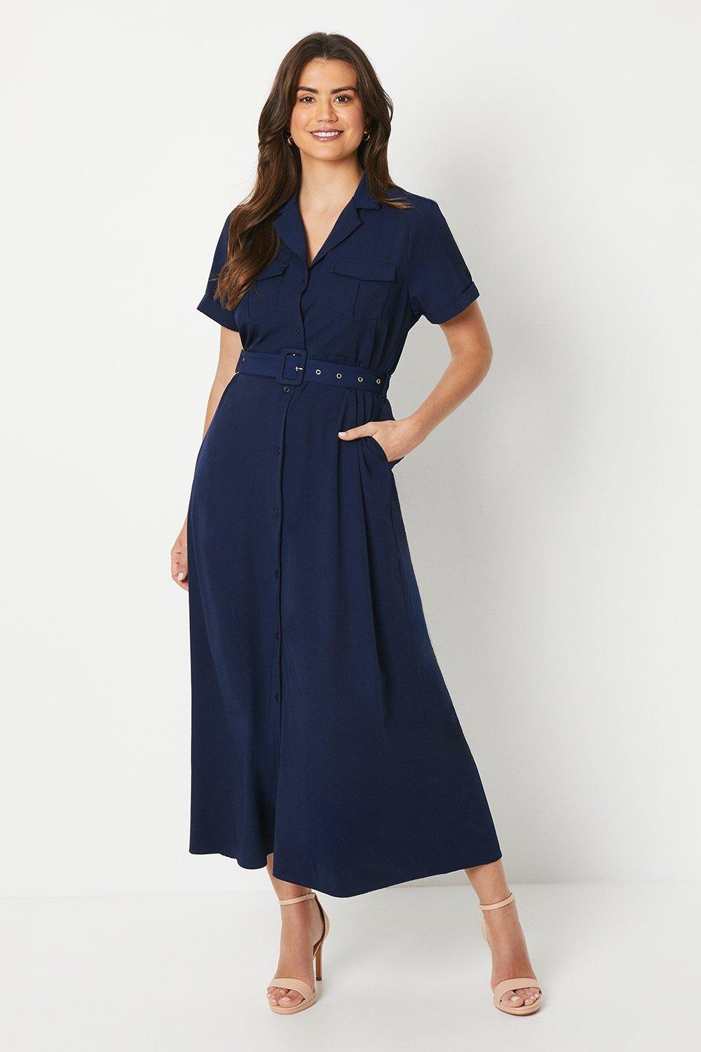 Utility Look Collard Dress With Belt main image 0