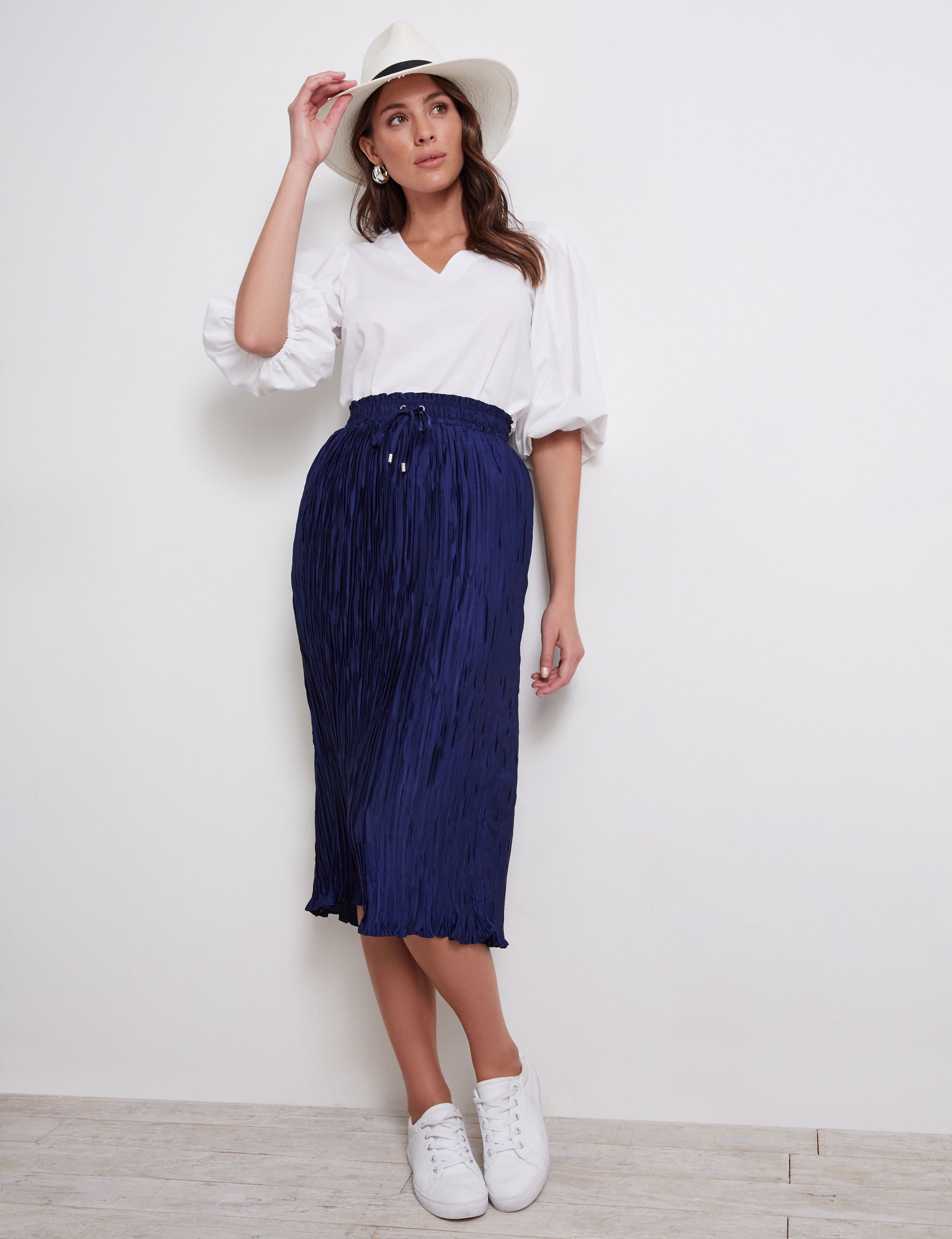 KATIES Womens Skirts Midi Summer Black Striped Pencil