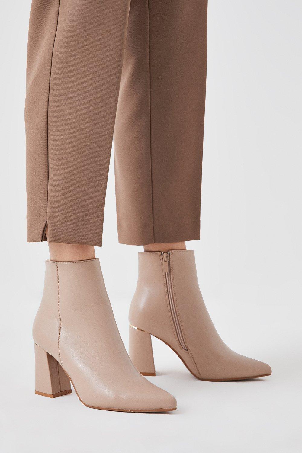 Mikaela Pointed Block Heel Ankle Boots Clip