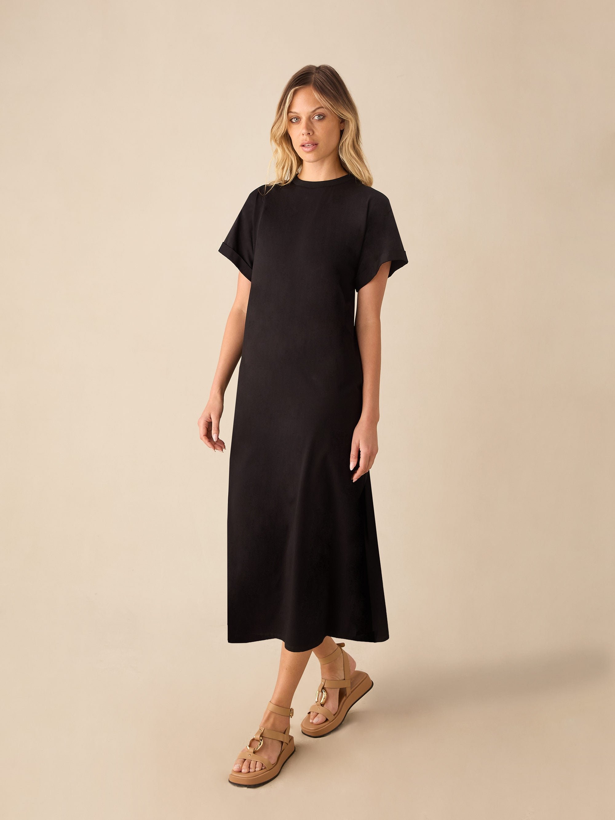 Black Midi T-Shirt Dress