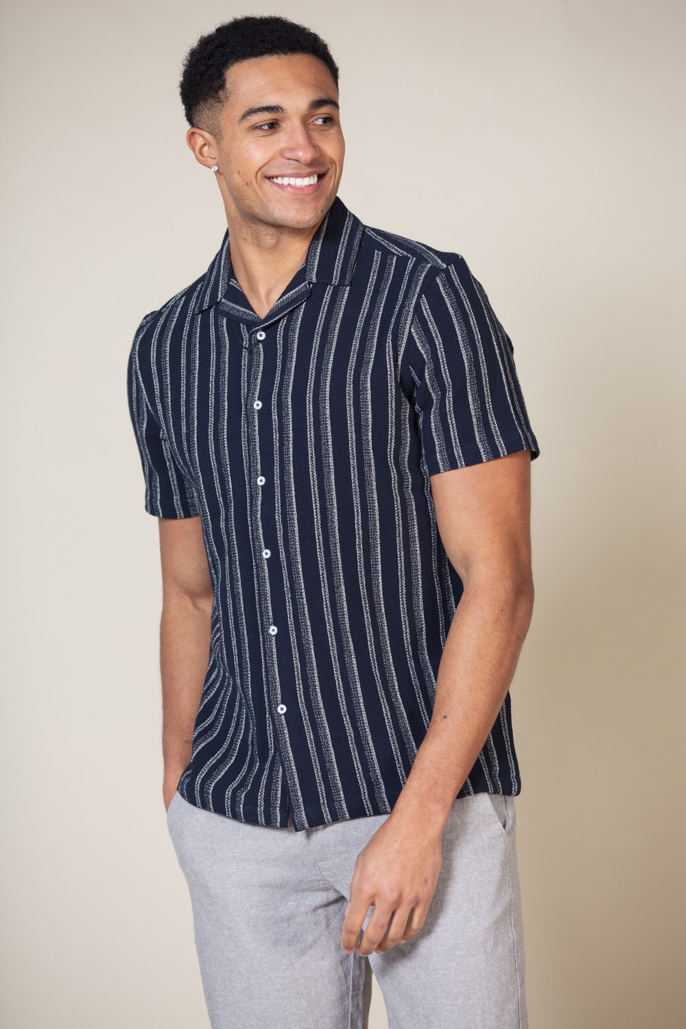 Navy Stirrups Short Pleated Long Sleeve Show Shirt main image 1