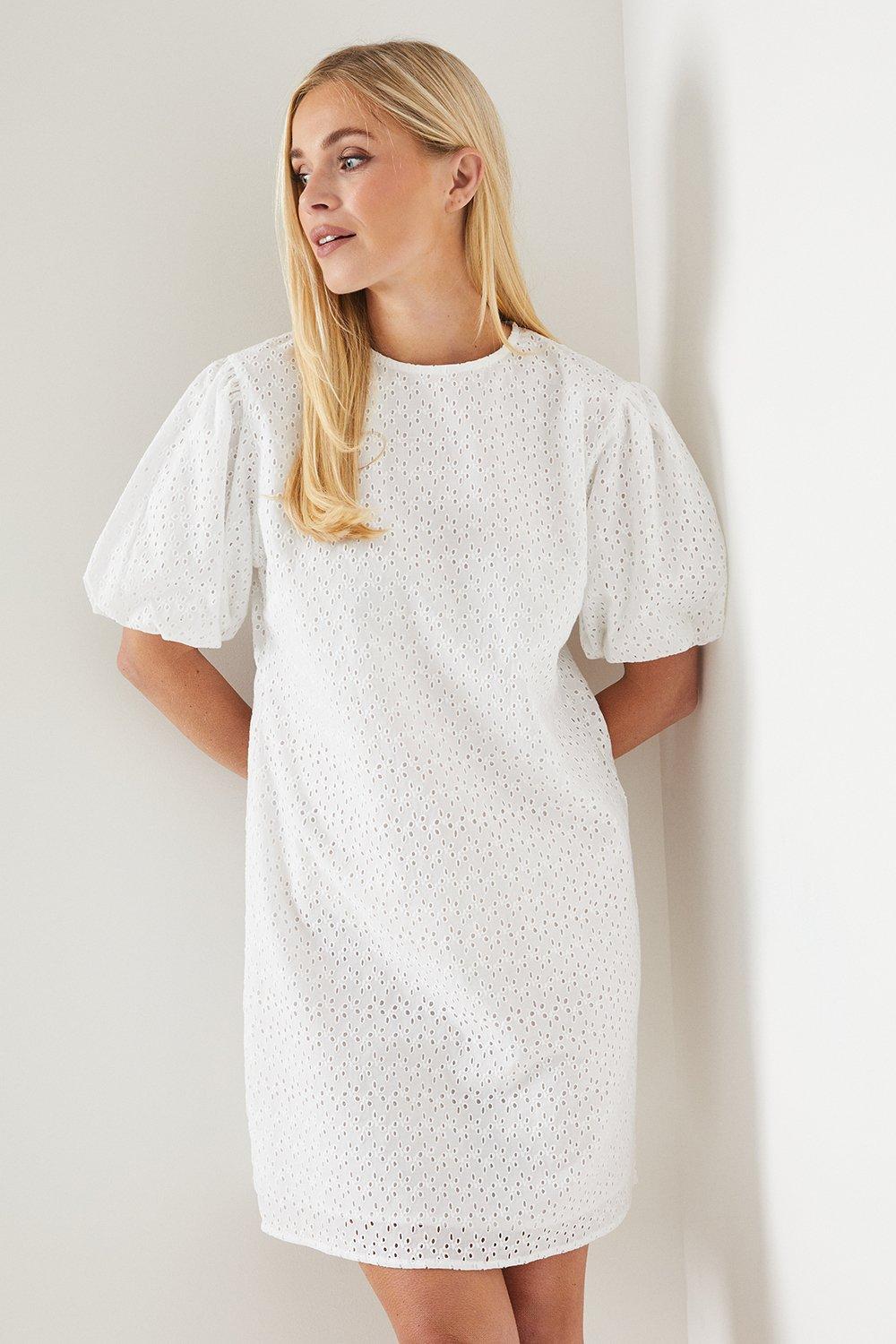 SHIFT SHIRT DRESS WITH BRODERIE DETAIL STITCHED IN TIME