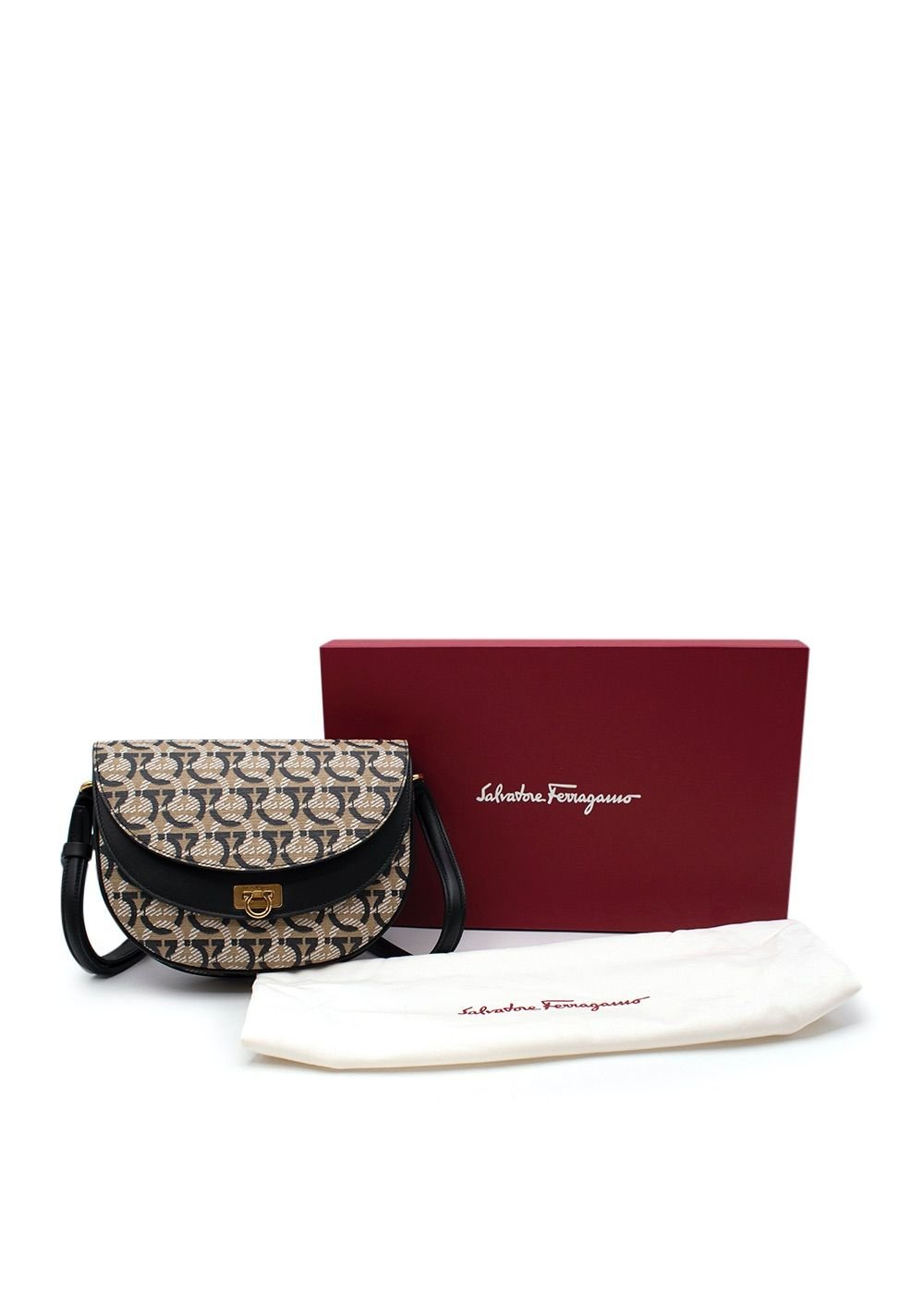 Gancini Print Canvas Saddle Bag