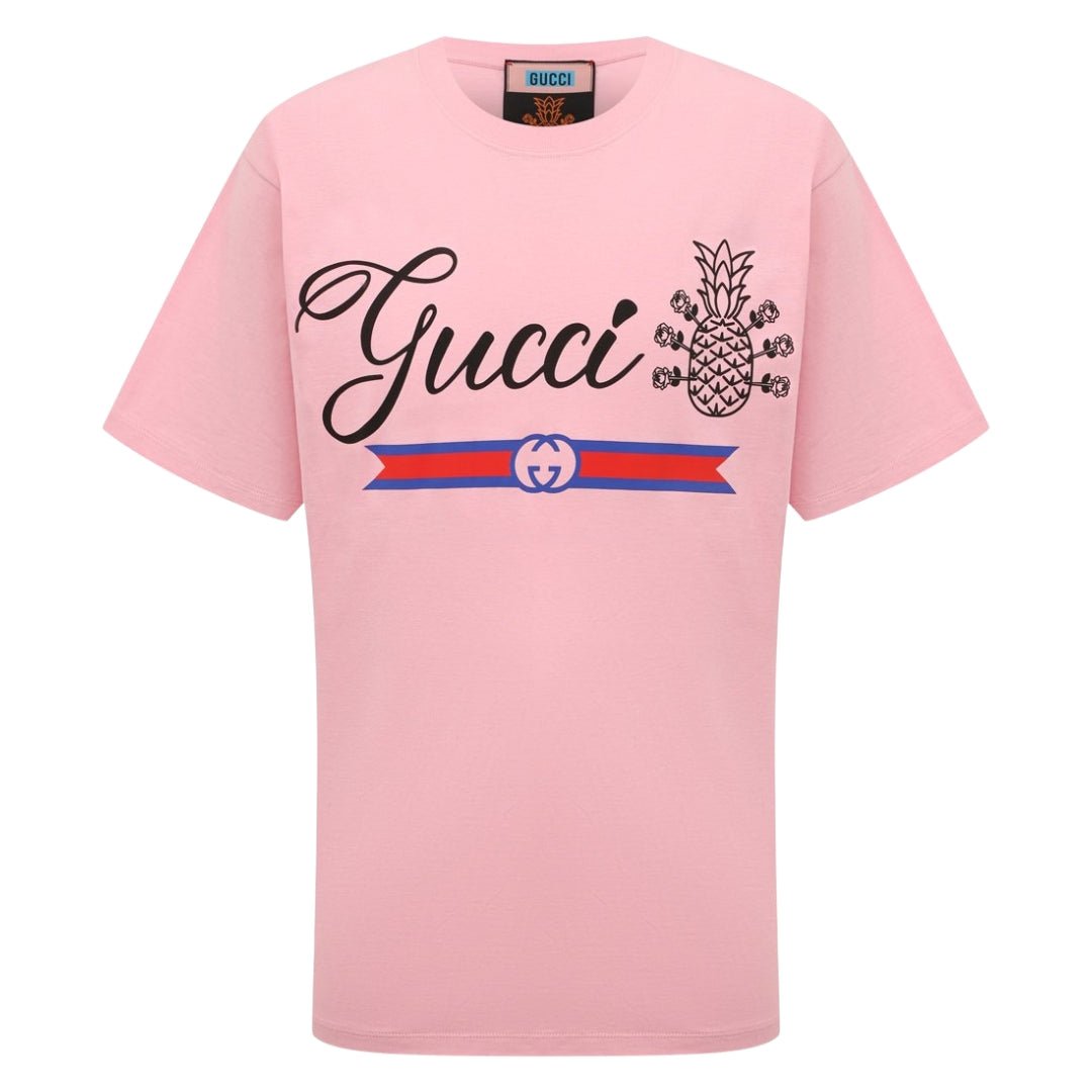 Gucci Pineapple Logo Oversized Fit Pink T-Shirt 【今日特価