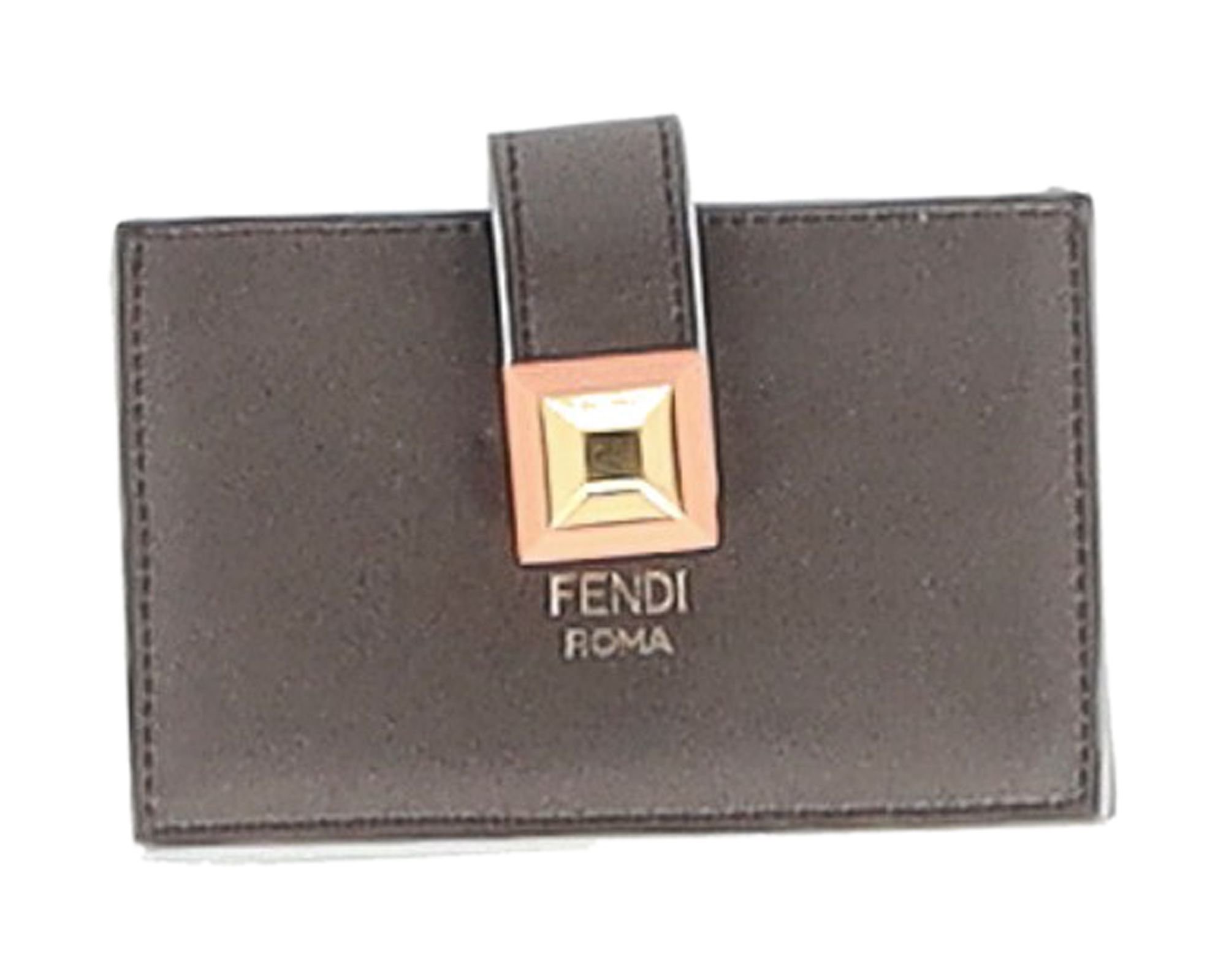 Fendi Kartenhalter aus taupefarbenem Leder