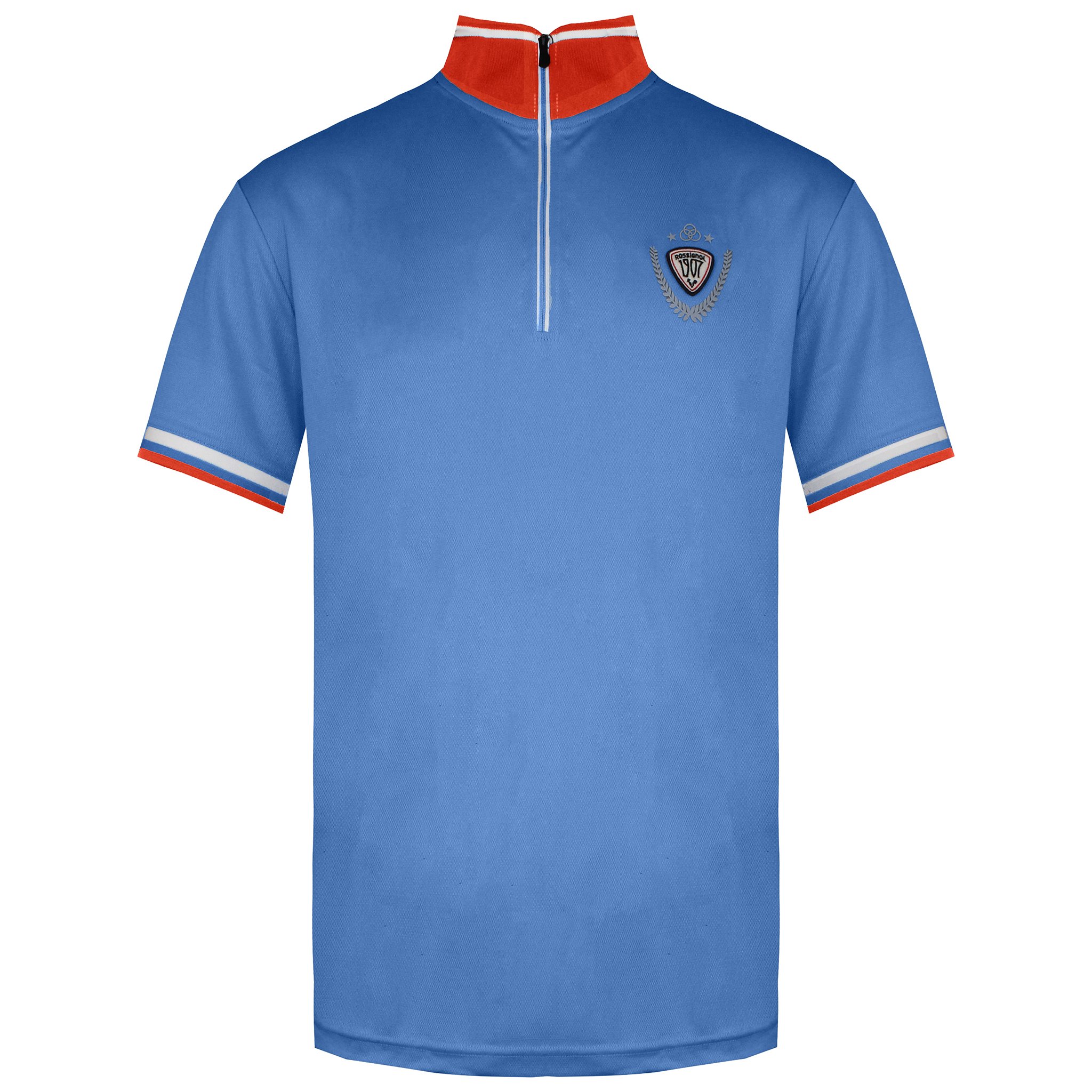Rossignol Short Sleeve 3/4 Zip Up Blue/Orange Mens Virage Polo Shirt RLDMY10 793
