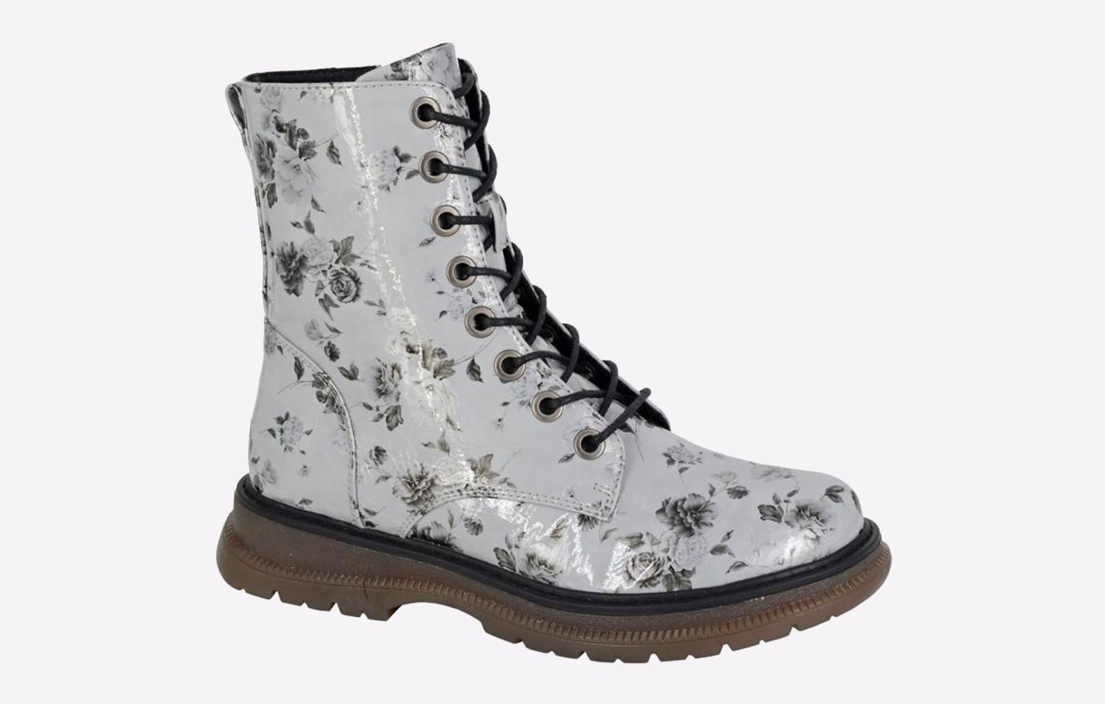 Cipriata Women's Annetta Floral Combat Boots - PU Upper, Memory Foam, Retro Style - View #9