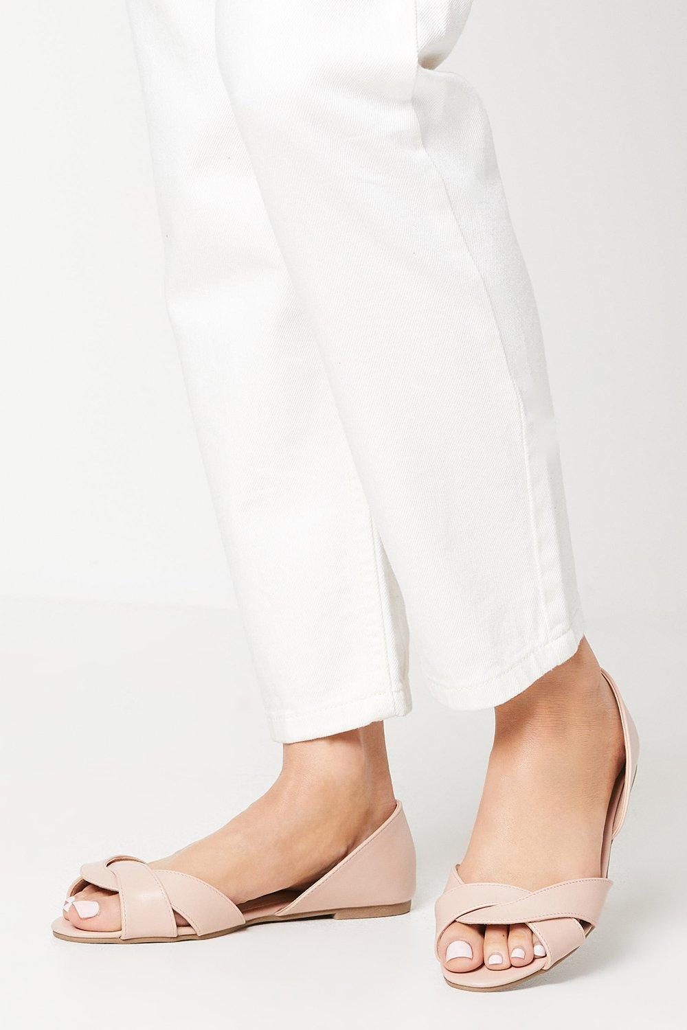 OPEN TOE INTAGLIATED BALLET FLATS main image 1