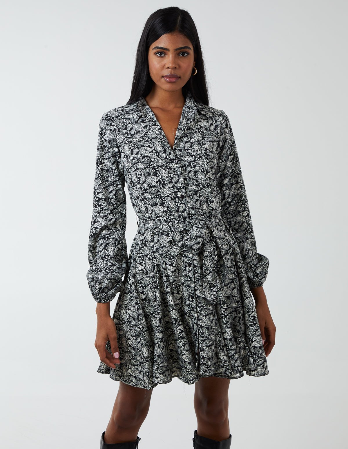 godet tie mini dress