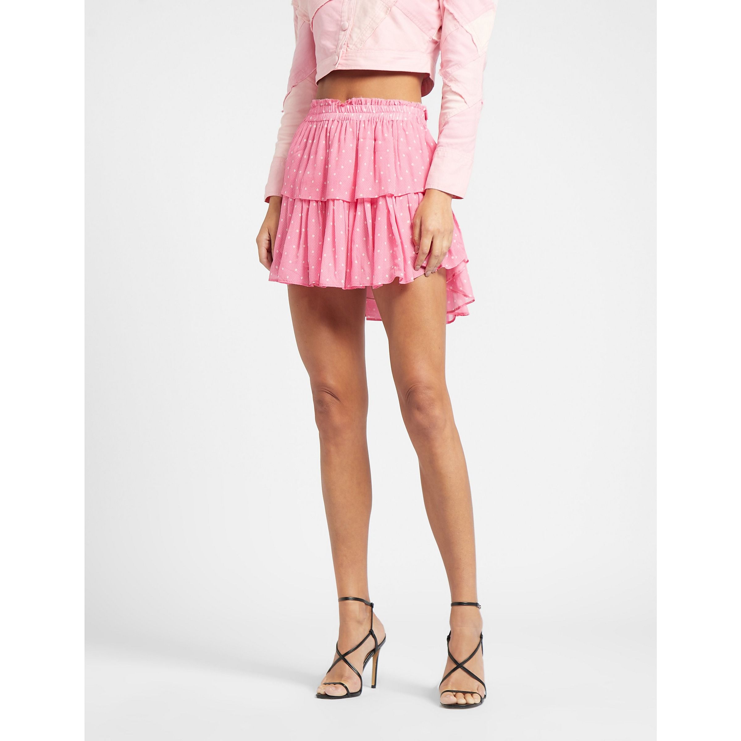 Women's Love Shack Fancy Ruffle Mini Skirt in Pink