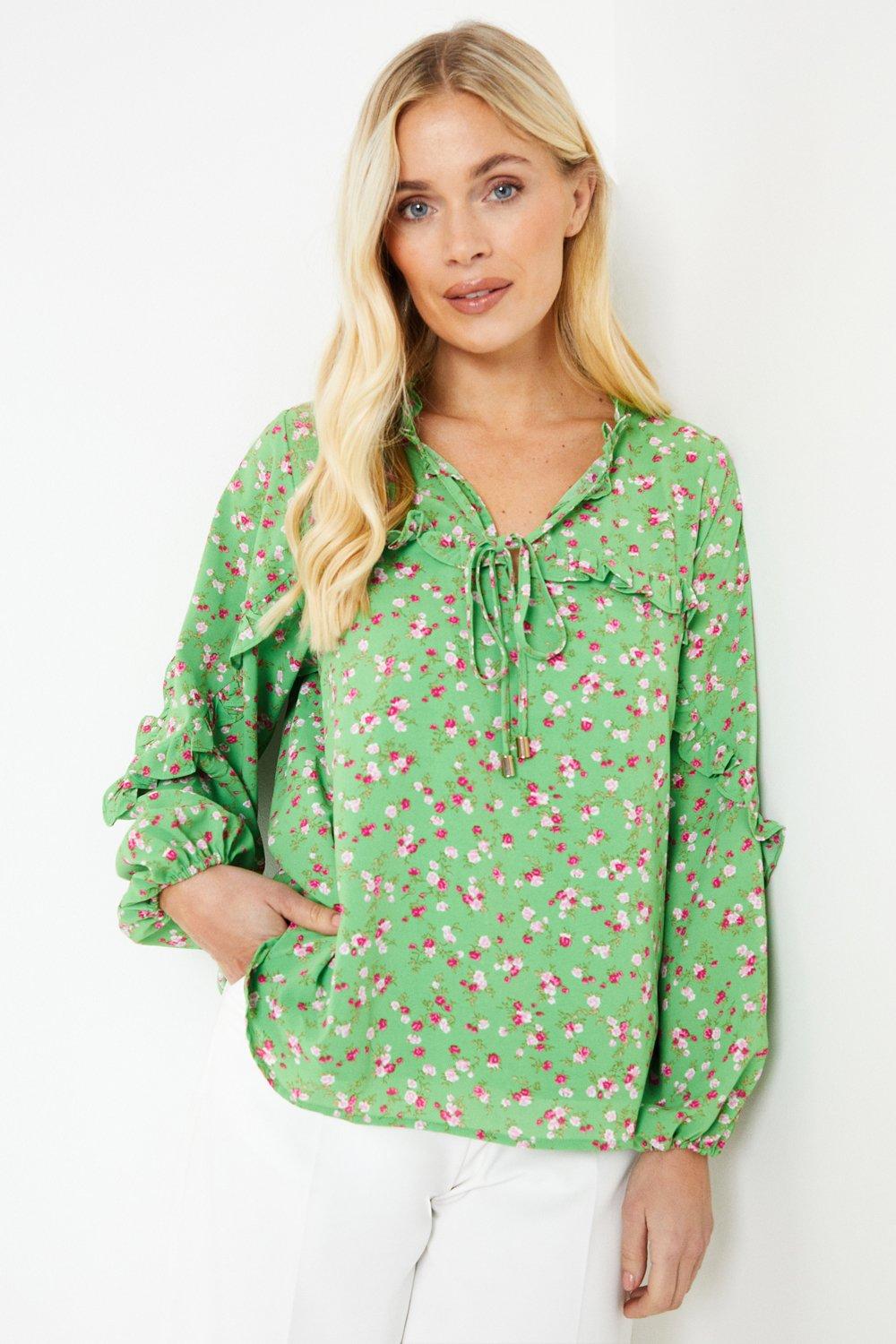 Cameron Floral Striped Yoke Blouse