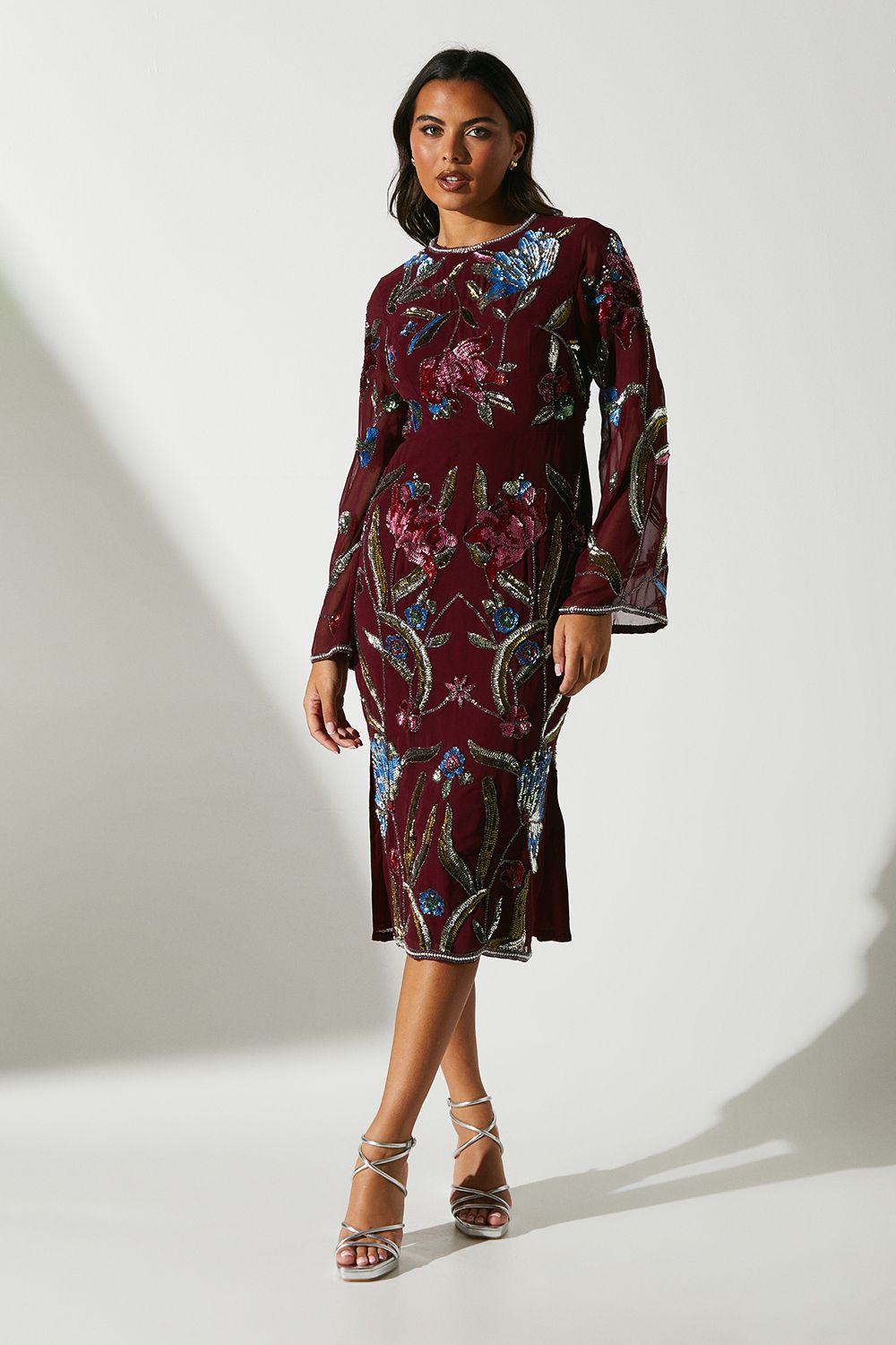 Embellished Silk-blend Midi Dress