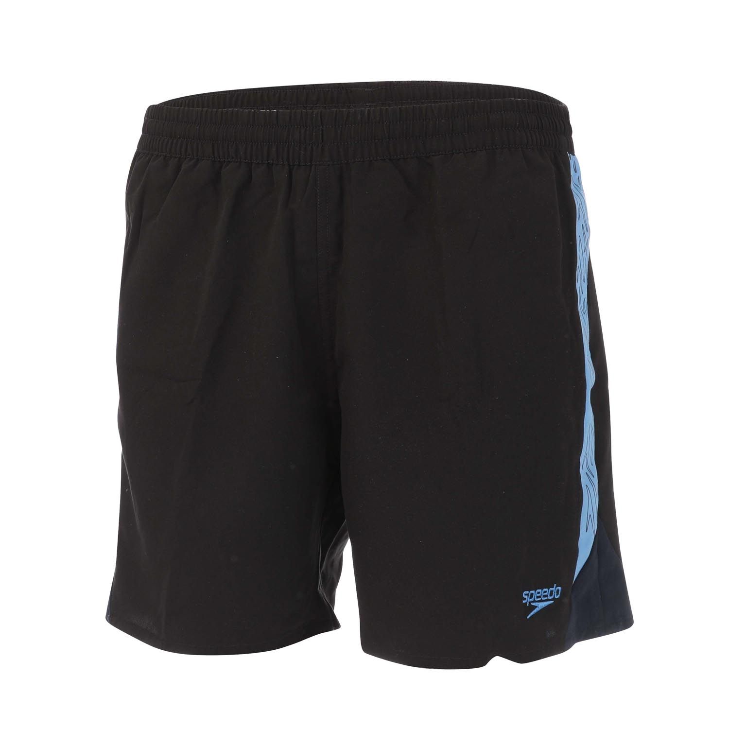 Men's Speedo Hyperboom Splice 16 inch Swimhorts in black blue