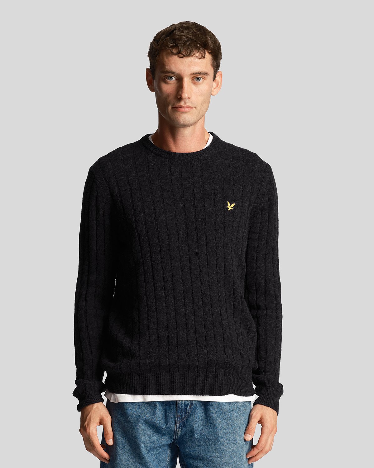 Lyle & Scott Cable Knit Mens Navy Sweater main image 1