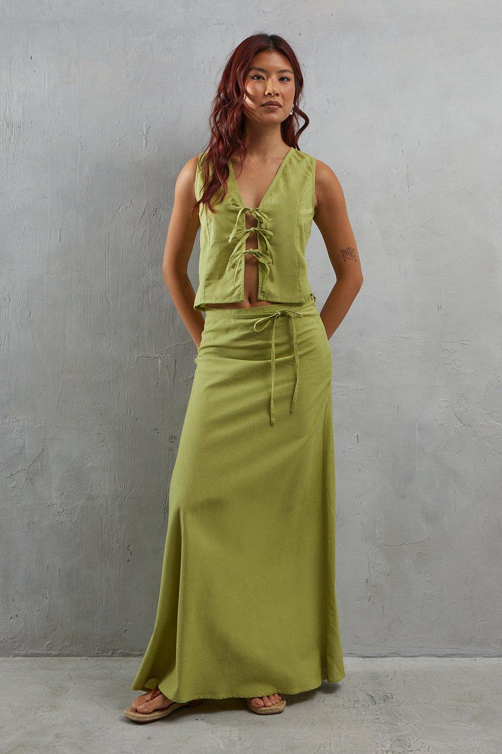 Rita Side Tie Linen Skirt main image 1