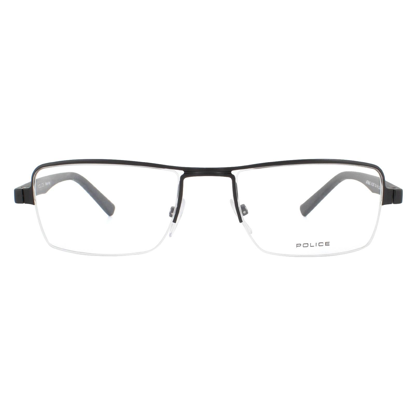 Police Rimless Frame Police Half Rimless Semi Matte Black Mens Glasses Frames