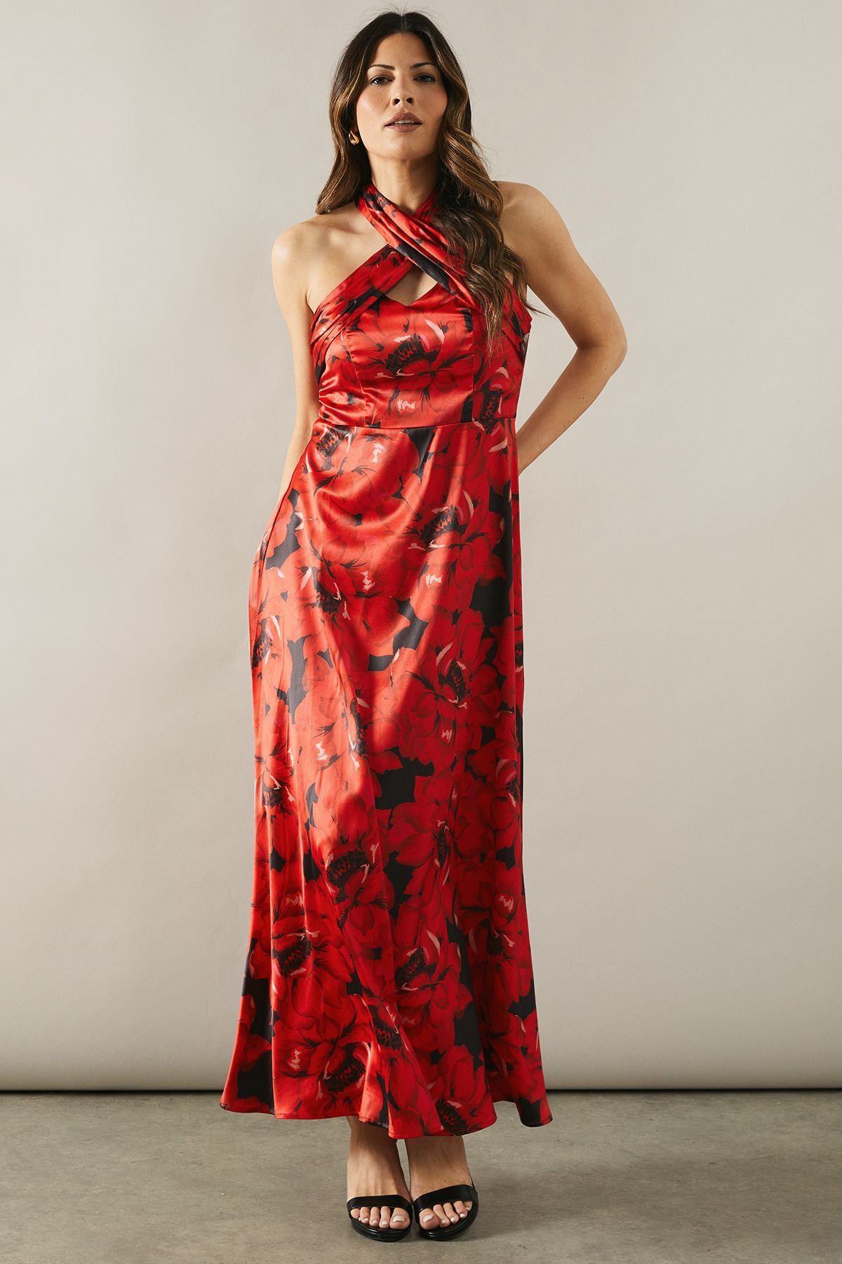 Ninon Halterneck Printed Layered Maxi Dress