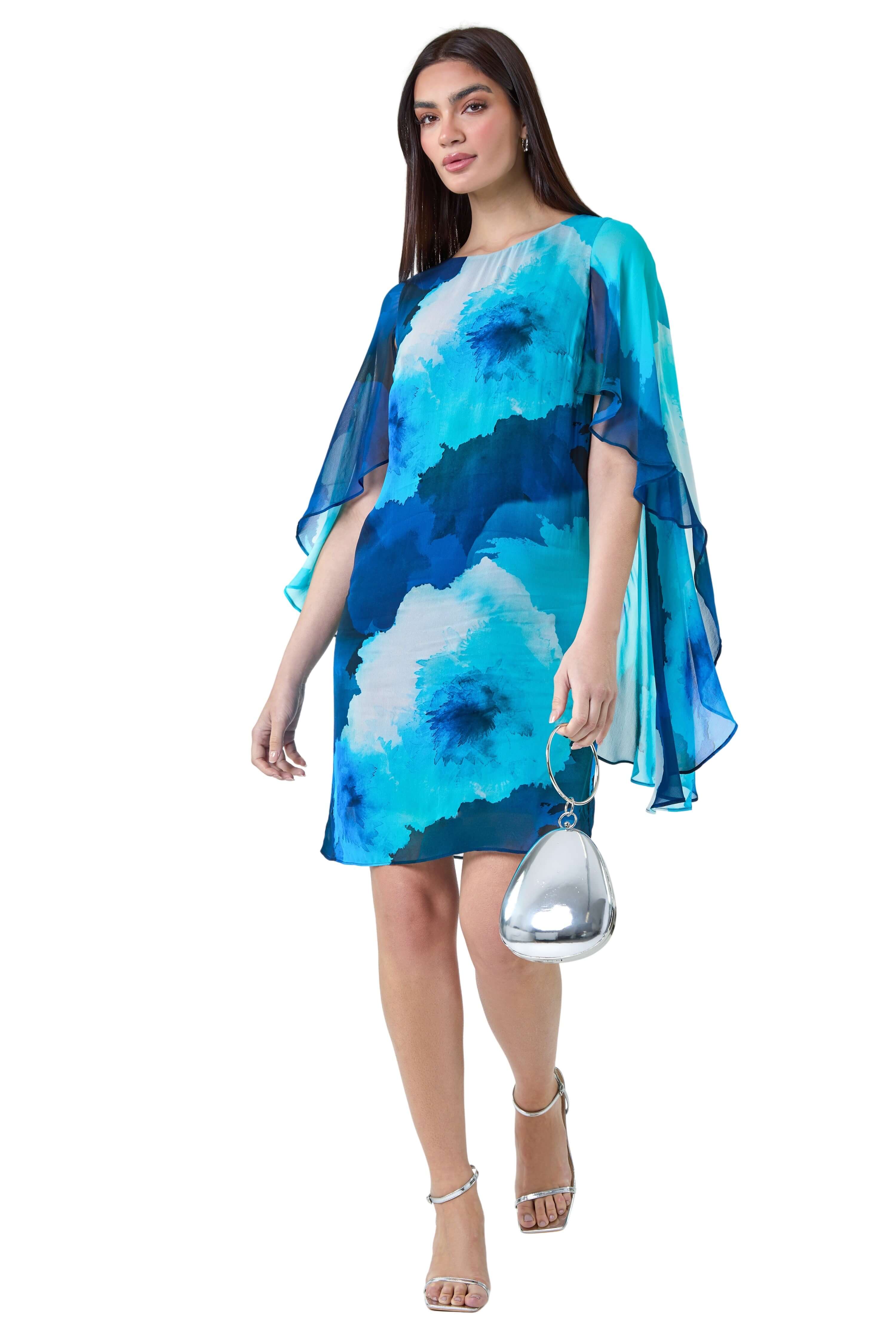 Striped Floral Applique Shift Dress main image 1