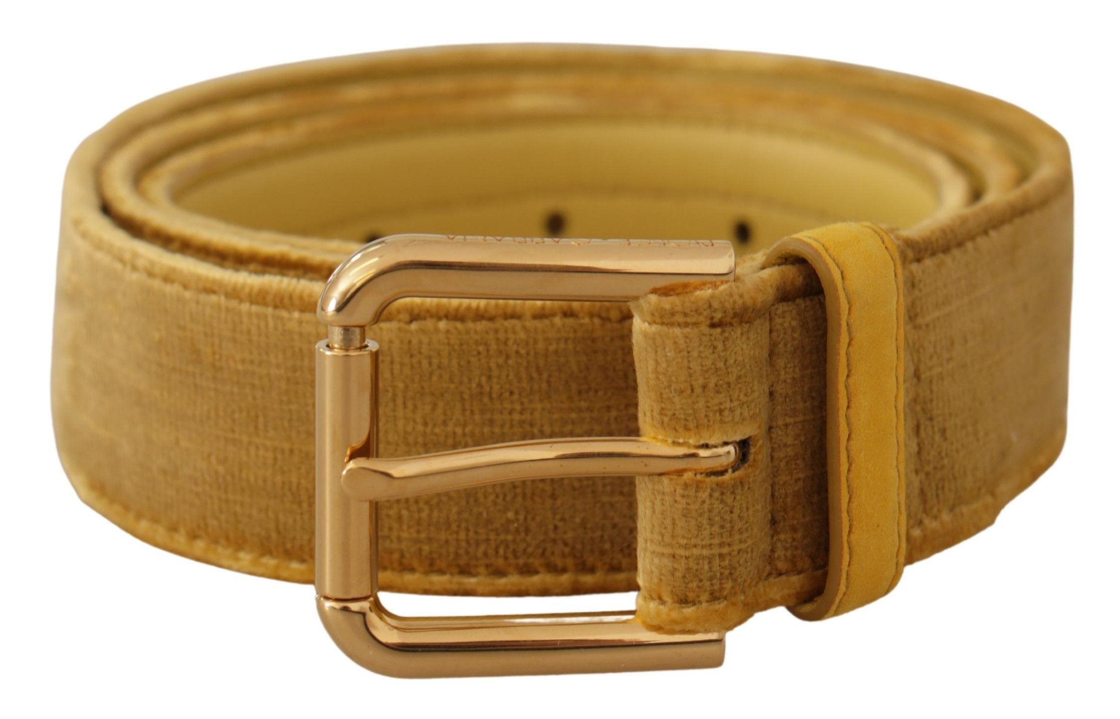 Dolce & Gabbana Plaid Fabric Logo Plate Brass Buckle Belt