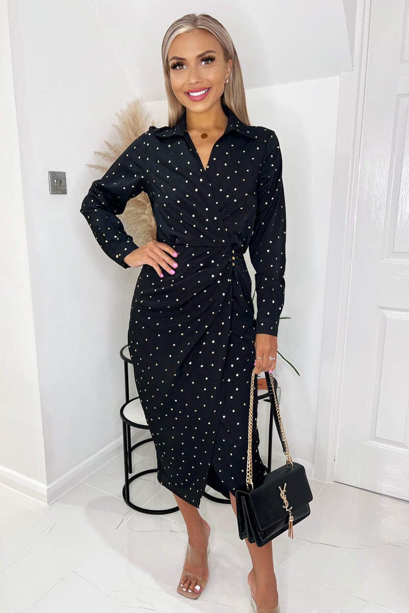 Black and gold polka dot dress outlet